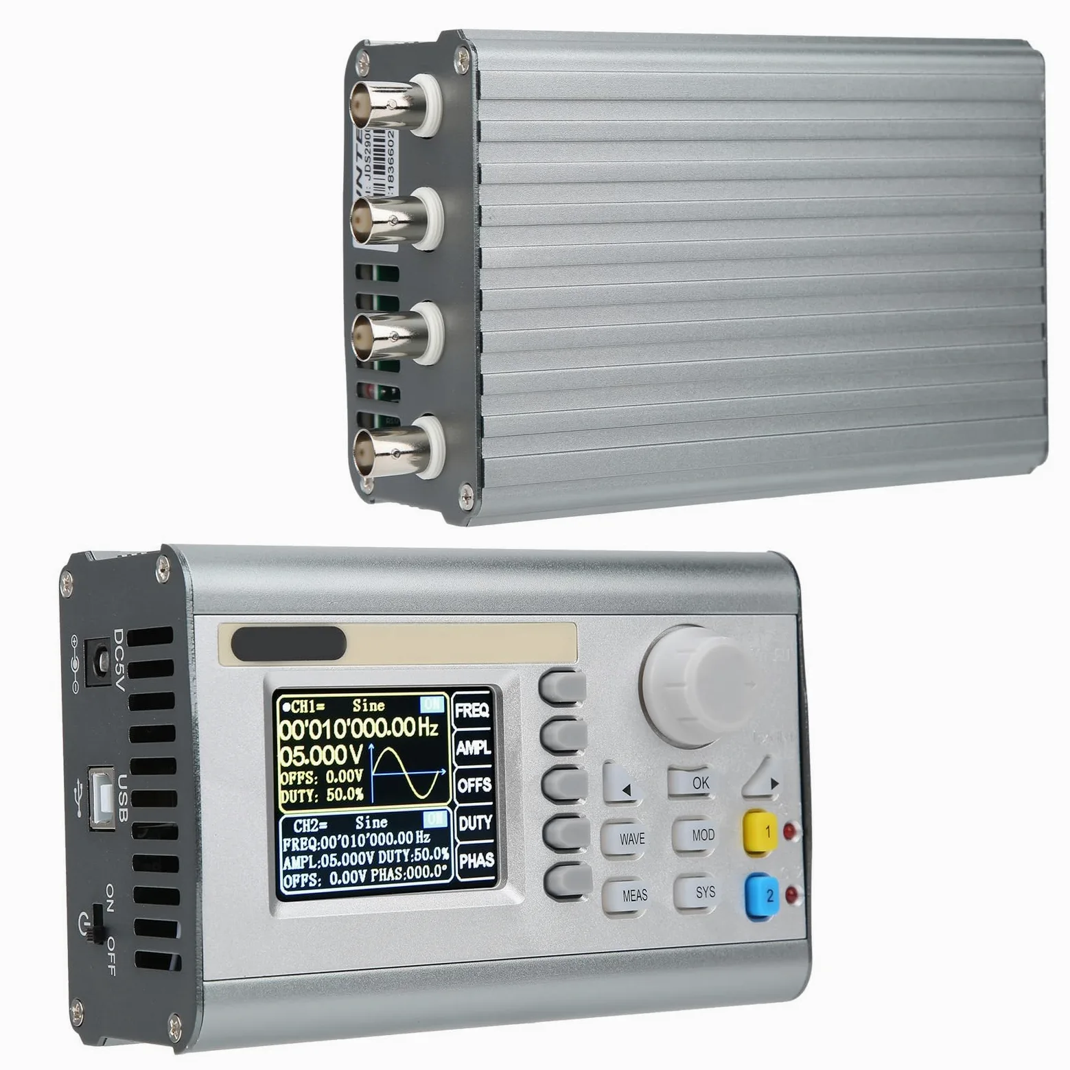 FTVOGUE JDS2900 Generador de Forma de Onda Arbitraria de Doble Canal de 60 MHz Función DDS Fuente de Señal de Pulso con LCD TFT de 2,4 Pulgadas para Investigación de Laboratorio E (Enchufe de la UE)