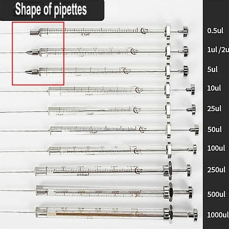 Microinyector cromatográfico de laboratorio, 1 unidad, jeringas de microlitros de fase líquida de 0,5 ul a 1000 ul con cabezal(1000ul)