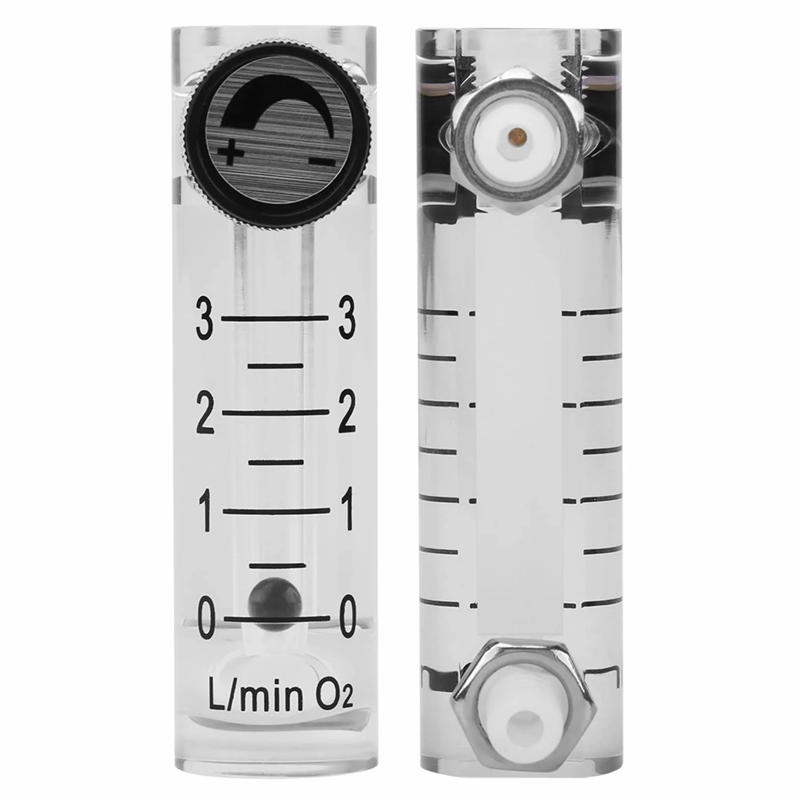 Fafeicy Medidor de flujo de gas acrílico con válvula de control 0-3 LPM 0-60°C 5% precisión