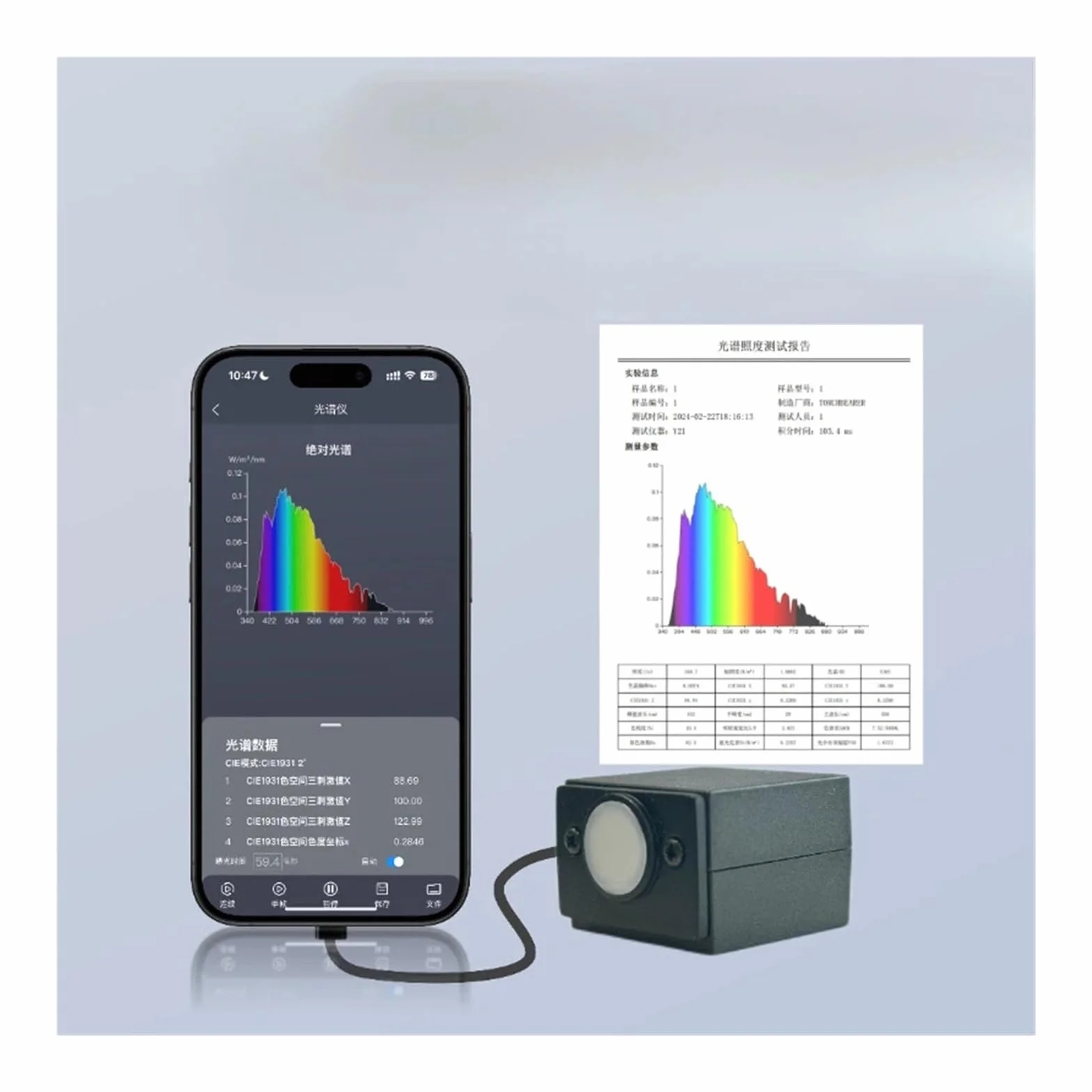 Espectrómetro portátil 340-1000 nm, espectrofotómetro LED laboratorio para medir PPFD en plantas crecimiento