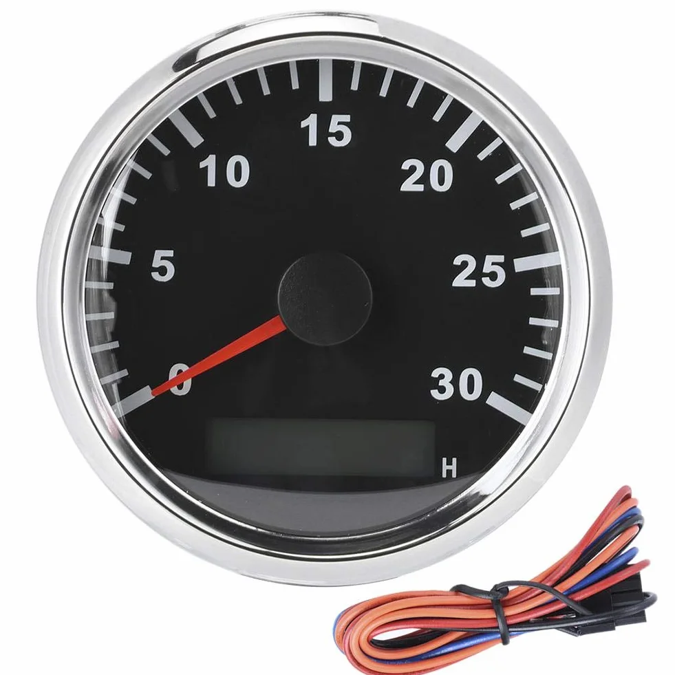 Tacómetro 85mm 12V/24V IP67 Sensor para barcos con pantalla LCD luz roja