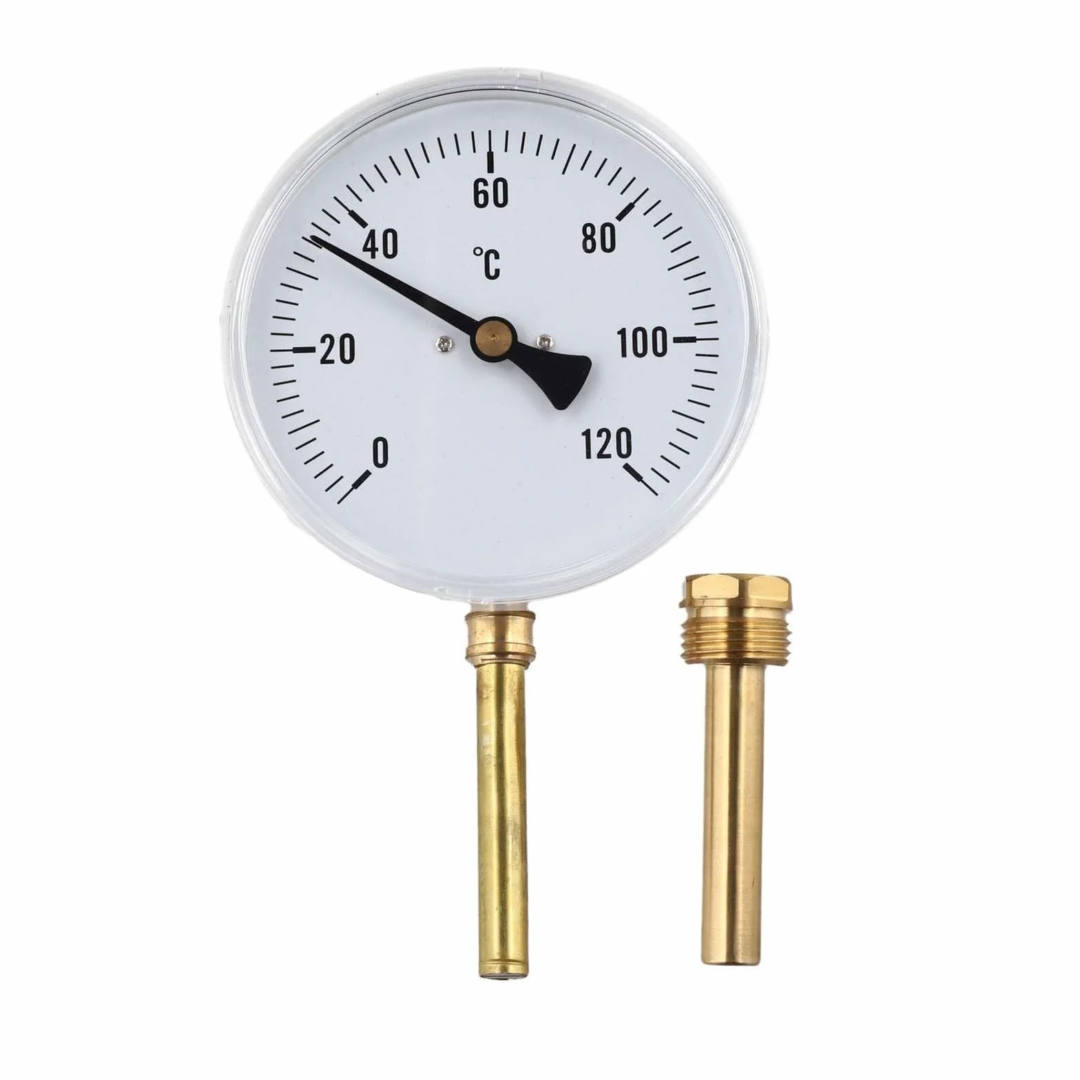 Termómetro bimetálico 100 mm 0-120 °C manguito inmersión G1/2 acero inoxidable rosca radial