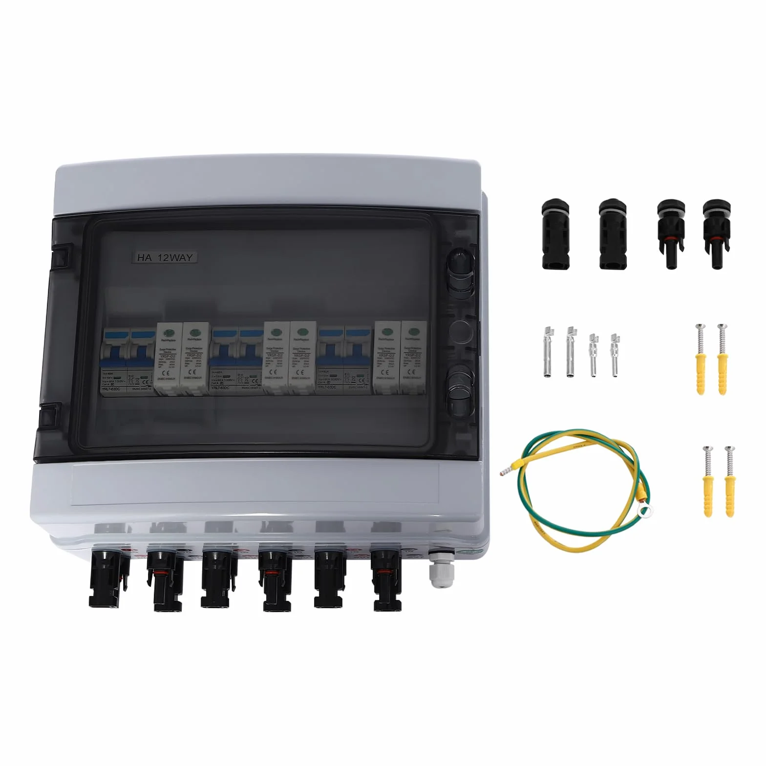 DC Protección contra sobretensiones PV 1000 V 40 A caja de conexiones solares con 3 entradas y salidas, interruptor de separación CC IP65 resistente al agua y a los golpes, interruptor de protección