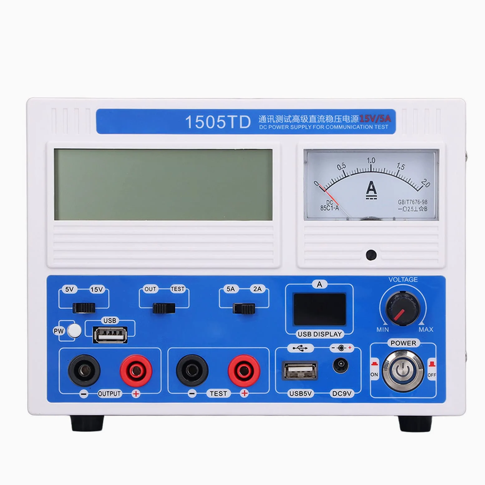 Hyuduo Fuente de Alimentación de CC Fuente de Alimentación de Banco Ajustable Entrada de 220 V CA Pantalla LCD Bloqueo de 5 V Salida USB de Regulada Variable para Pruebas de Laboratorio de Reparación
