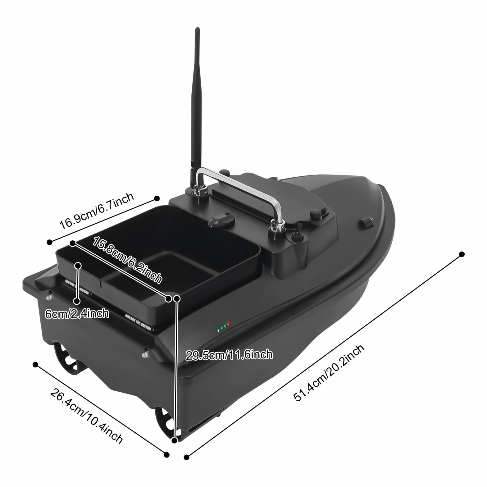 Rc barco pesca teledirigido con ecosonda y GPS, alcance 500 m, hélices tres hojas, luces nocturnas