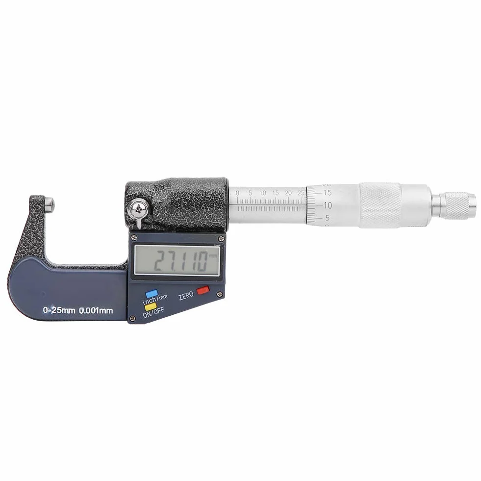 Micrómetro Digital de Doble Cabeza Redonda de Acero Inoxidable, Herramienta de Medición de Precisión de 0 a 25 Mm para Ingenieros y Técnicos