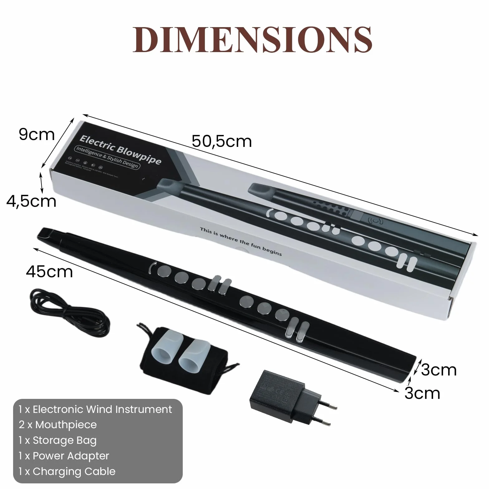 KOMFOTTEU Saxofón Electrónico Digital 13 Tonos 2 Dedos USB MIDI Recargable Portátil