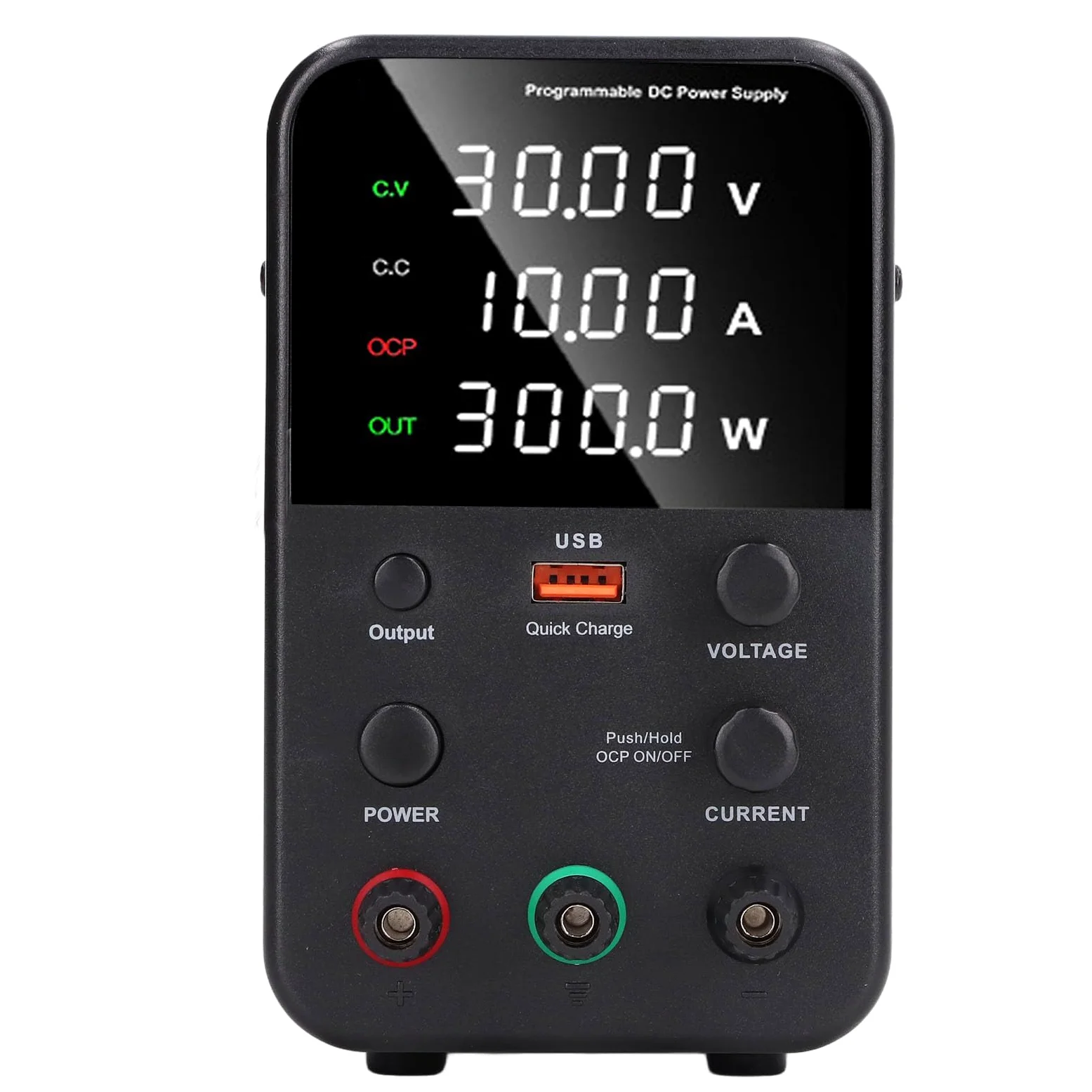 Garosa Fuente de Alimentación DC Variable 0-30V 0-5A Regulada Conmutada Ajustable con Control de Codificador, Carga Rápida USB y Ventilador de Temperatura Inteligente para (Enchufe de la UE AC230V)