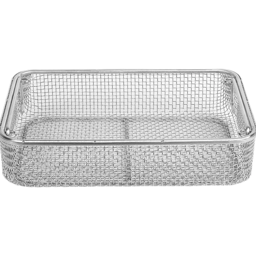 Bandeja de instrumentos de acero inoxidable Cestas de esterilización de instrumentos Cestas perforadas de malla de 4 mm, para limpieza de laboratorios de hospitales Bandejas de esterilización(45cm*28c