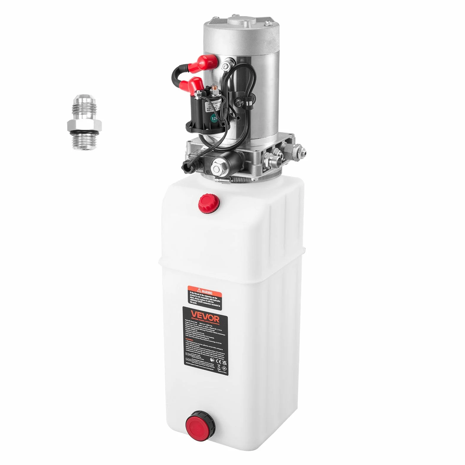VEVOR Bomba Hidráulica de Simple Efecto 8 Cuartos 12 V CC, Bomba del Remolque Volquete Caudal de 3,4 L/min, Presión Máxima de Alivio de 22 MPa, para Elevación de Vehículos, Elevadores de Tijera