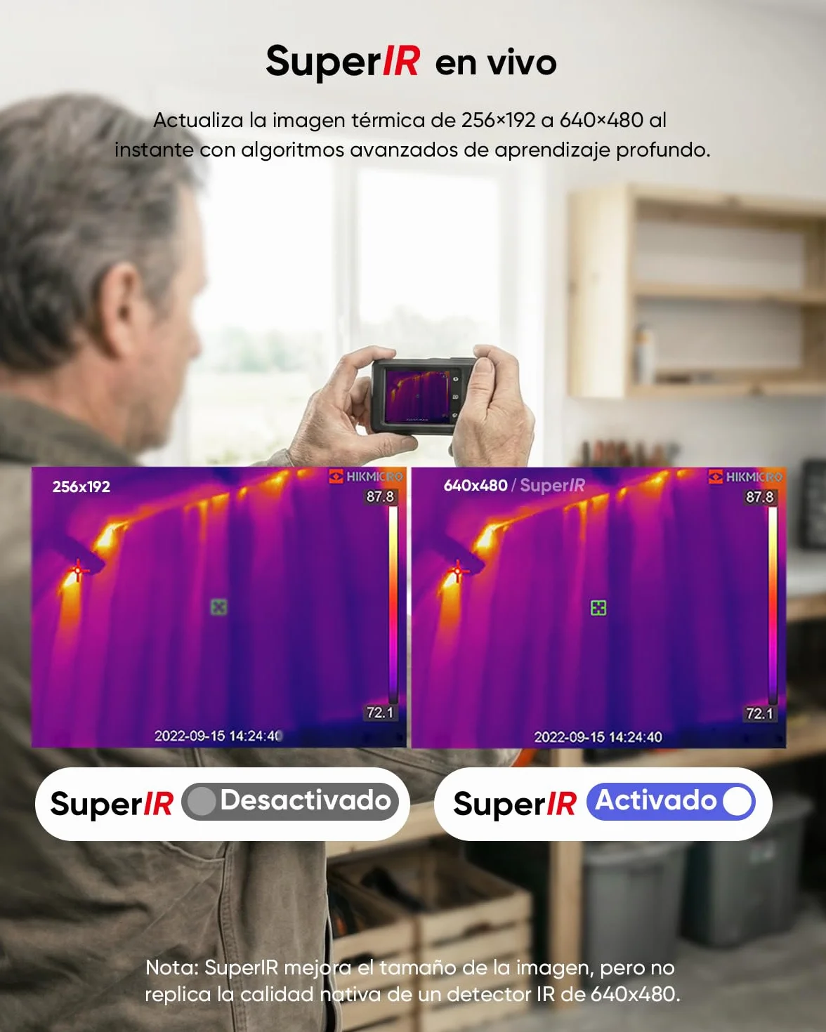 HIKMICRO Pocket2 Cámara Térmica Resolución 256 x 192 con Cámara Óptica de 8MP, 25 Hz, Wi-Fi, Cámara Térmica con Pantalla Táctil de 3,5'', IP54, 4ºF~752ºF