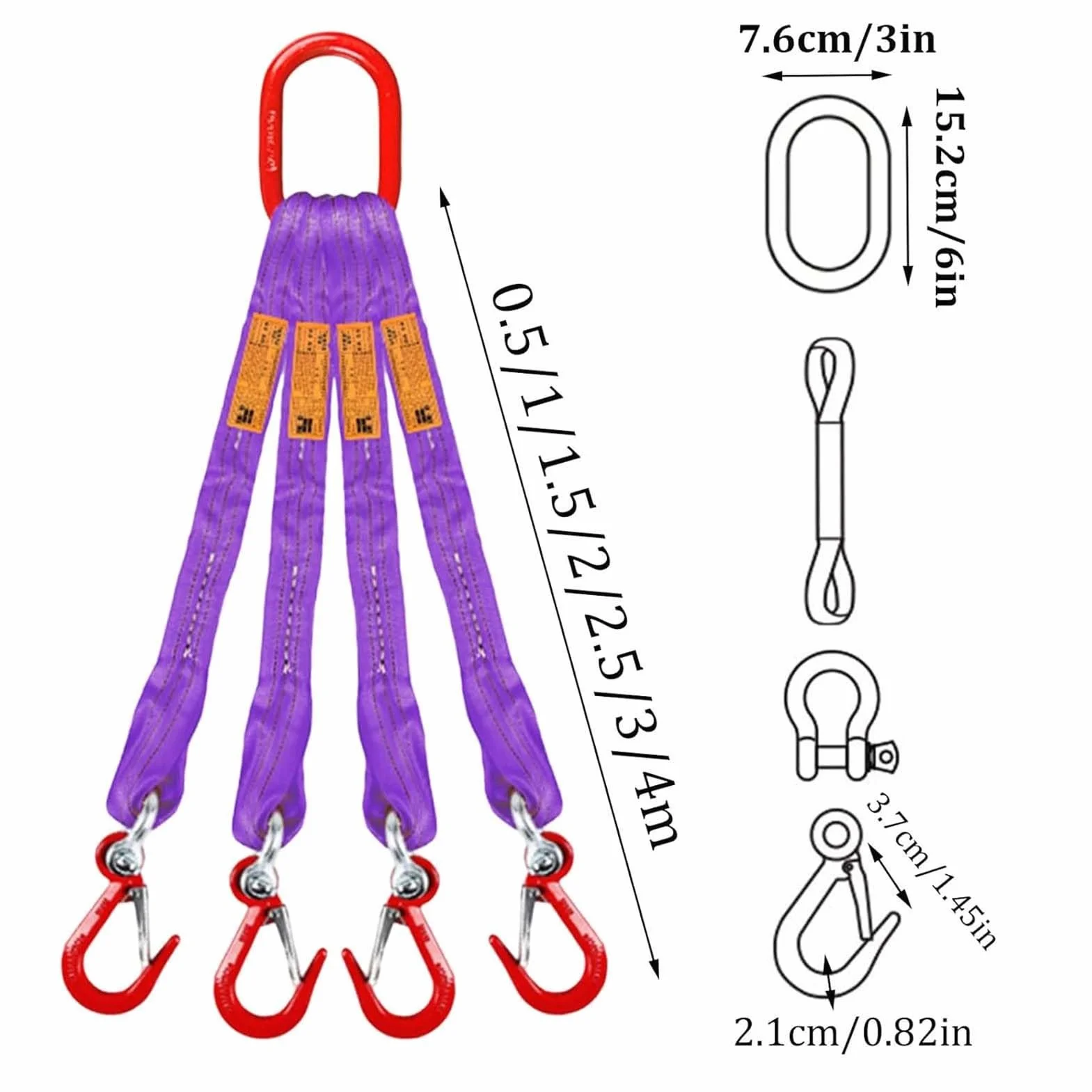 Eslinga de coche de 4 patas, gancho de agarre, correa de cadena de malla, capacidad de carga 6600 lbs, acero de aleación para remolque