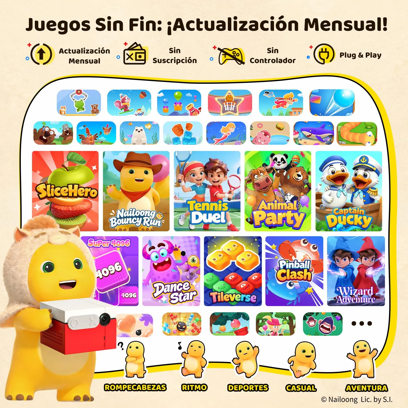 Kinhank MotionX Consola de Juegos con Detección de Movimiento AI 40+ Juegos Actualización Mensual TV Plug & Play