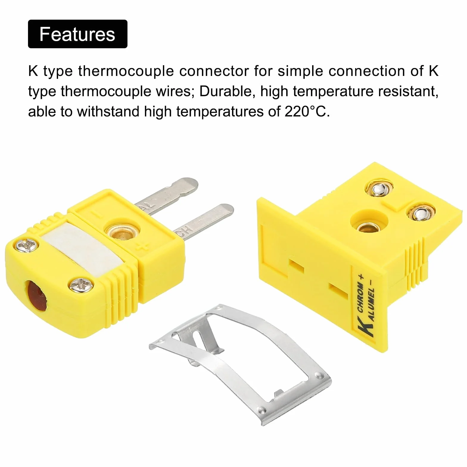 Kabel Termopar Typ K Złącze Męskie Panel Montażowy Mini Wtyk 220°C 10 Sztuk