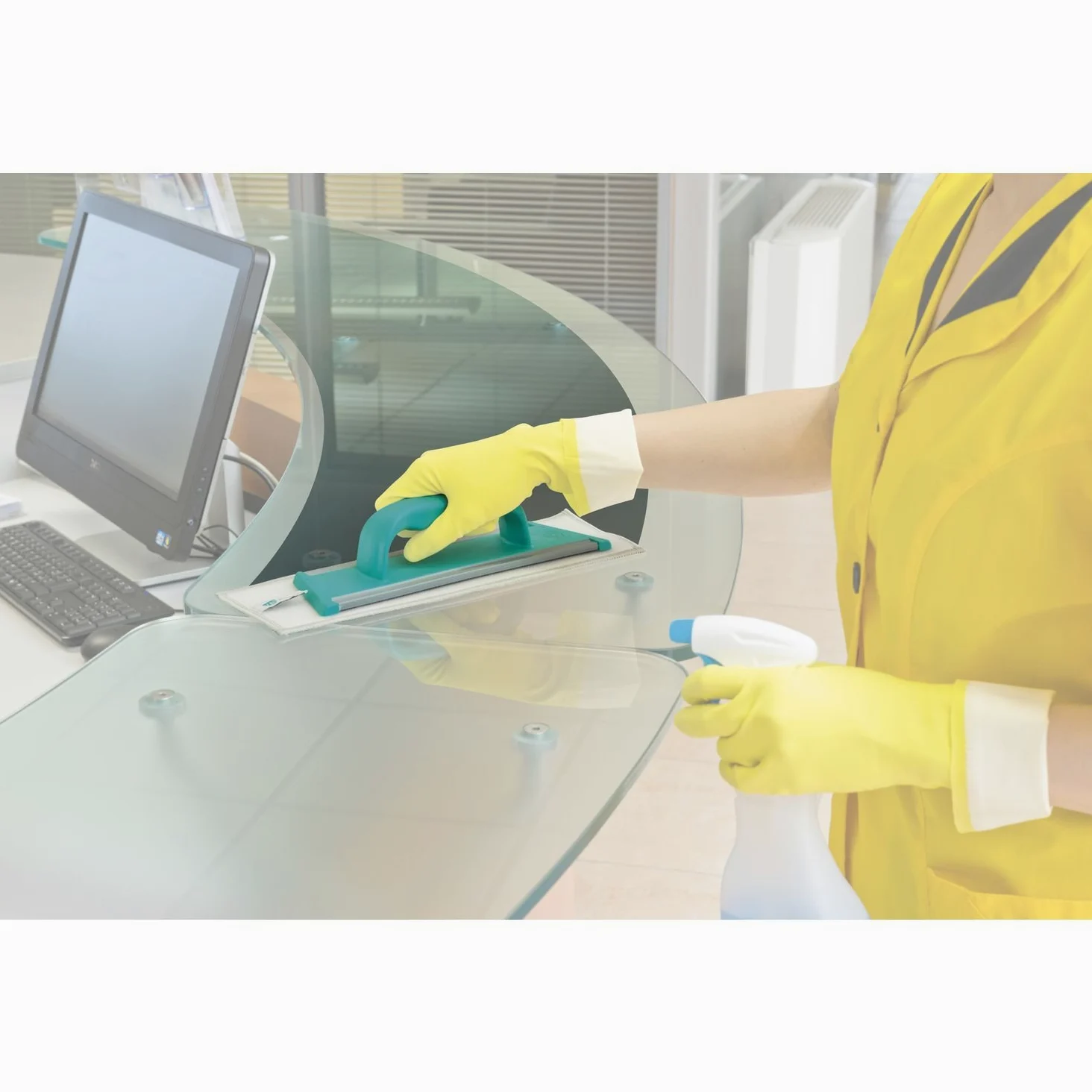 TTS Cleaning - Herramienta 00008702, 30 cm. con sistema velcro y mango, color verde