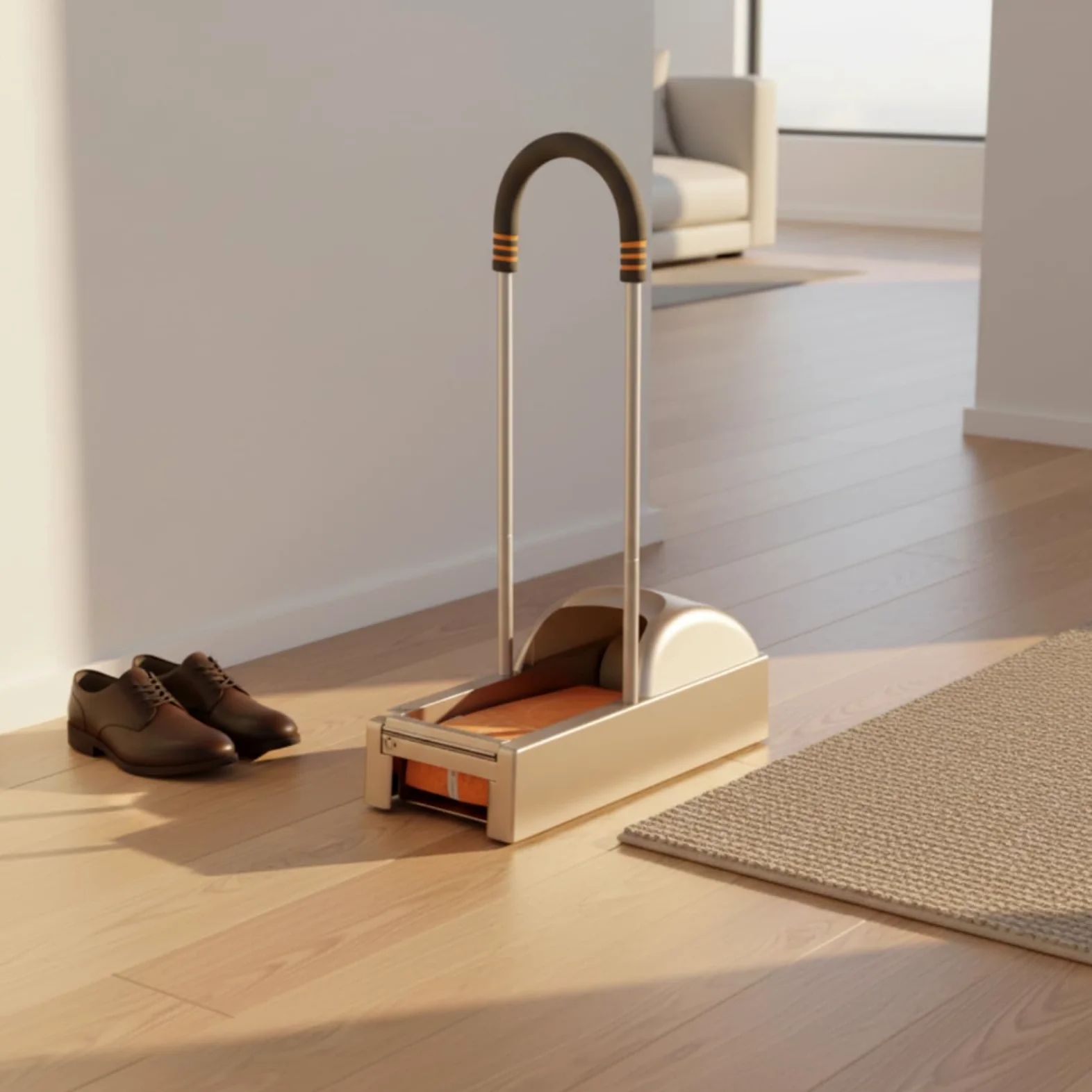 Qianly Máquina Automática Cubrezapatos Mango Equipo Sanitario Compacto Accesorio Doméstico para Interior, Champán