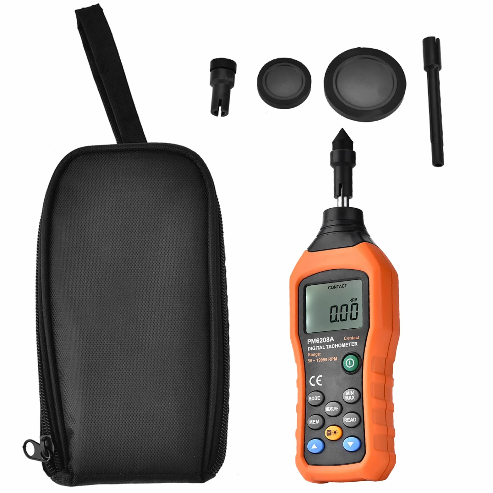 PEAKMETER PM6208A Medidor de tacómetro digital contacto Velocidad motor