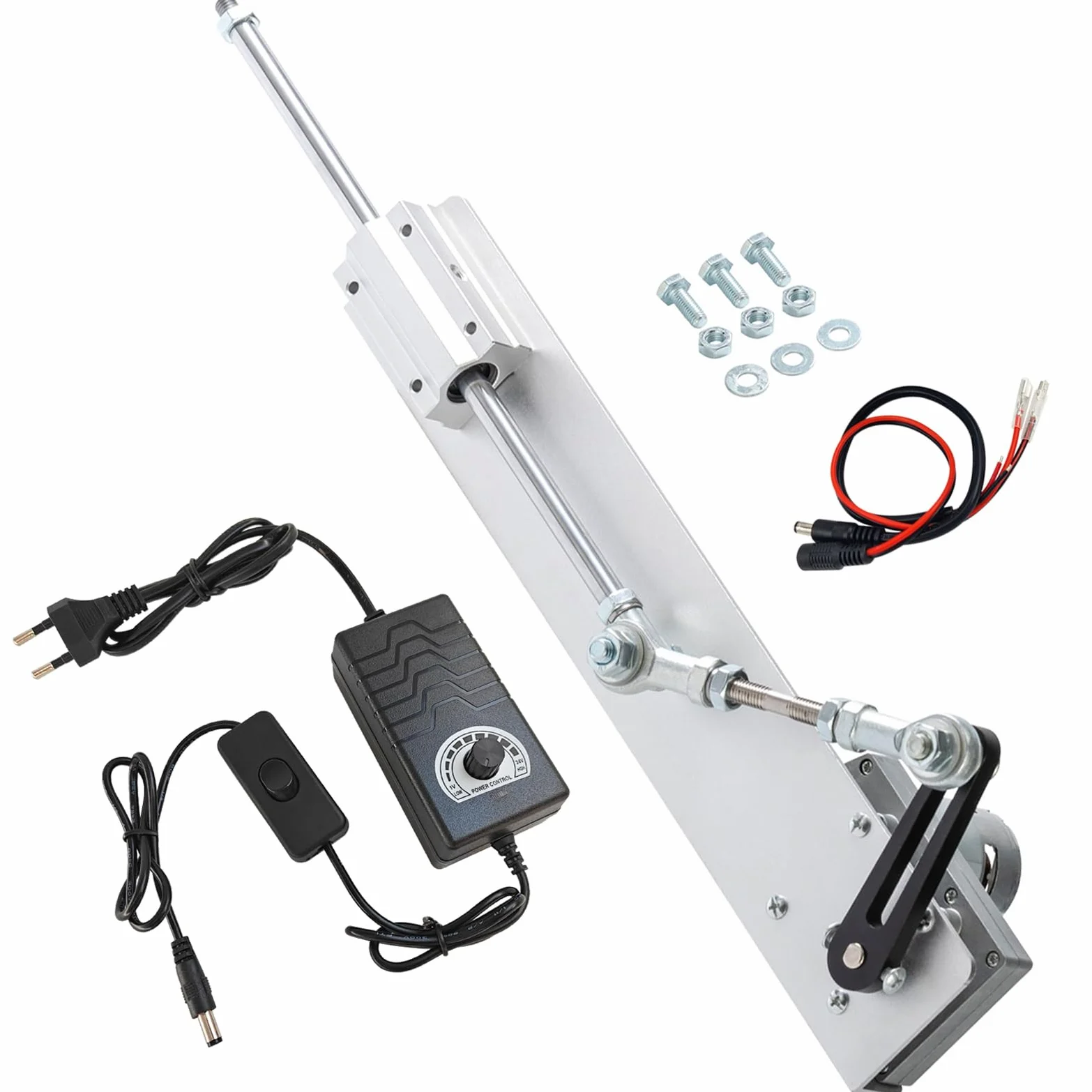 Motor de pistón, actuador lineal, CC 24 V, hub, 3-15 cm, 160 rpm, empuje máximo 13 kg, con regulador de velocidad (24 V, 150 mm, 160 rpm)