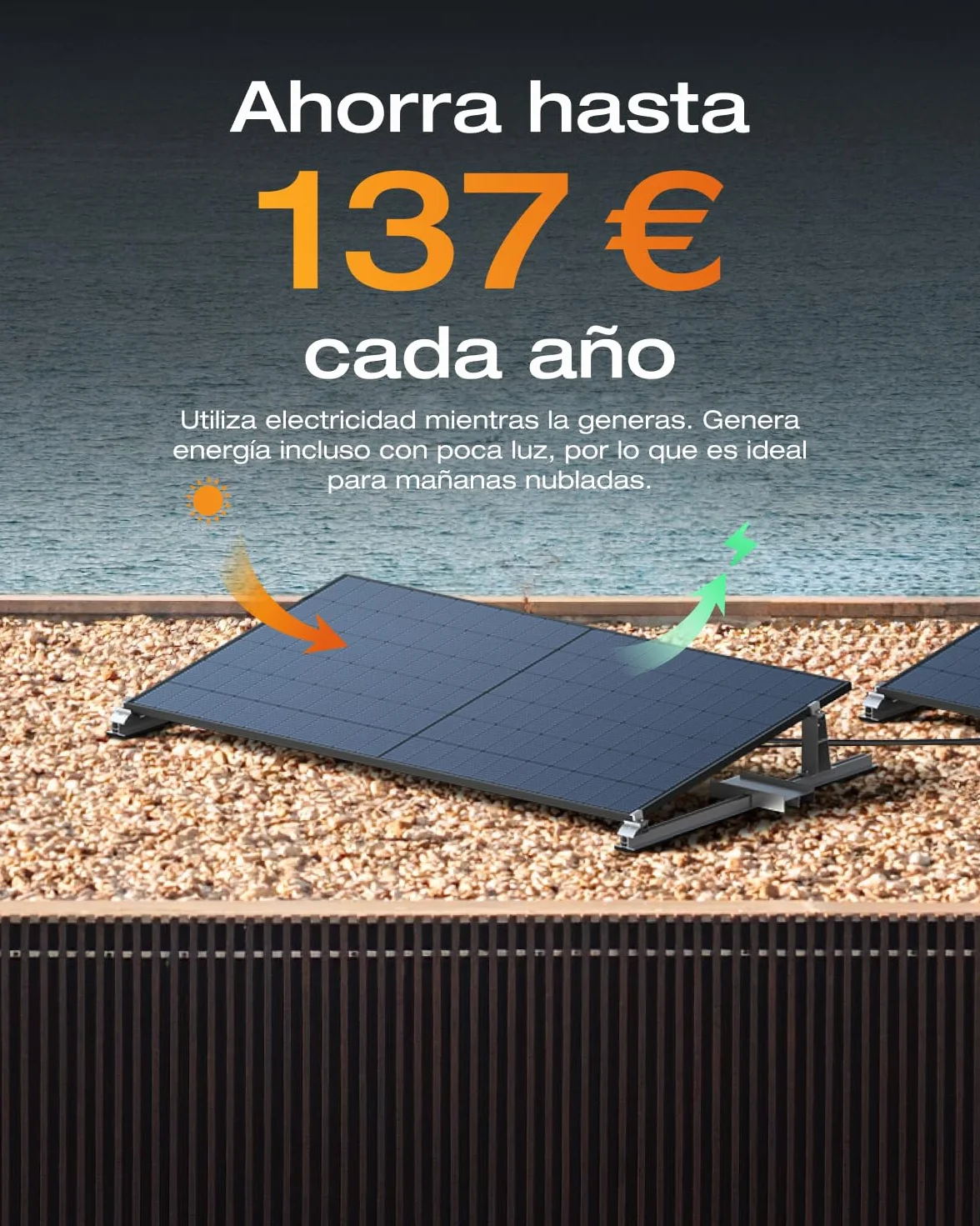 Kit solar ECOFLOW STREAM, inversor de 800W, 2*panele solare FV 500W, 2*soporte de tejado plano, inversor de inyección a red inteligente con WiFi y control mediante aplicación para techo plano y jardín