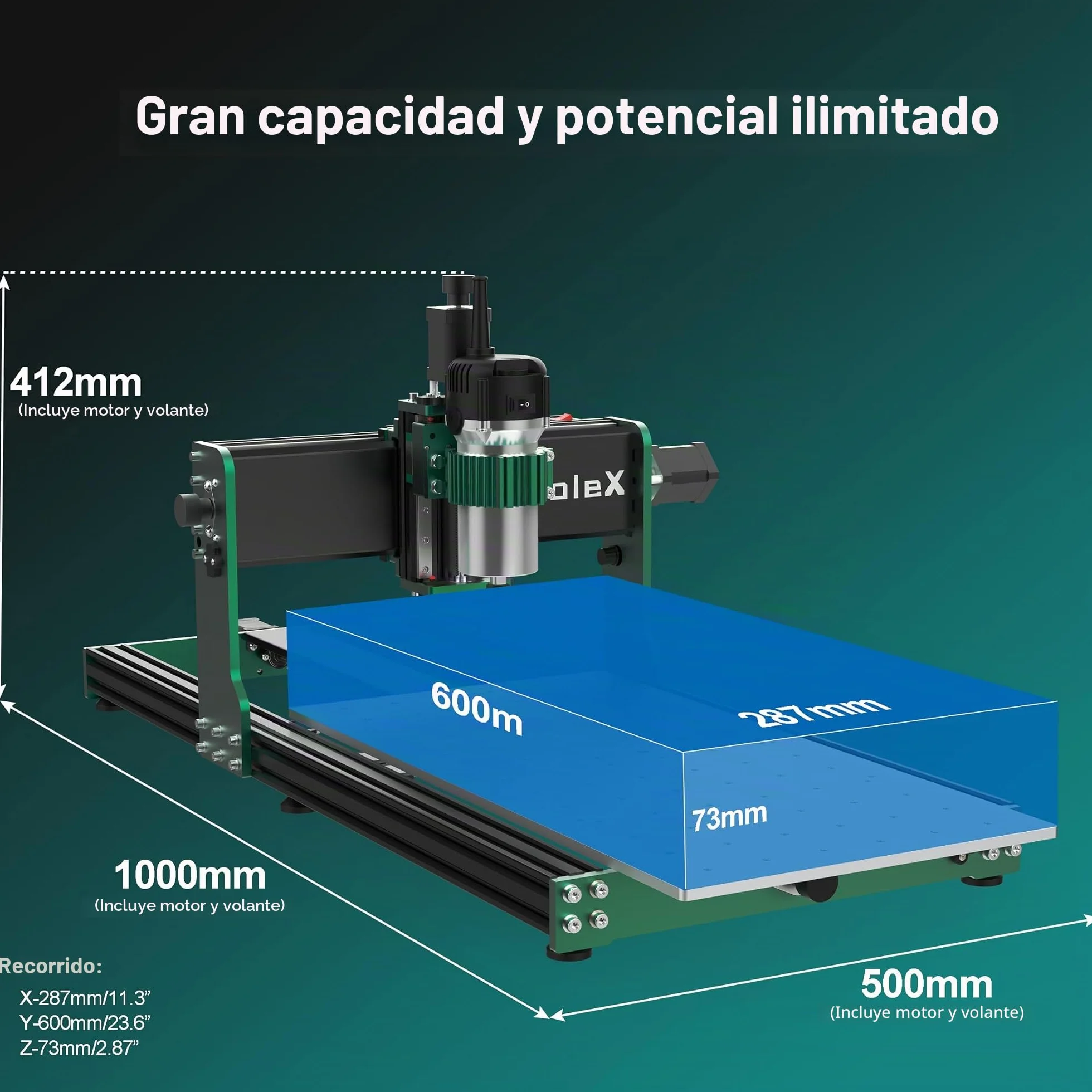 Fresadora CNC 3060-Evo Max, hecha de metal con doble eje XYZ, guías lineales de acero con fresa superior de 800 W, ideal para cortar aluminio, latón, acero