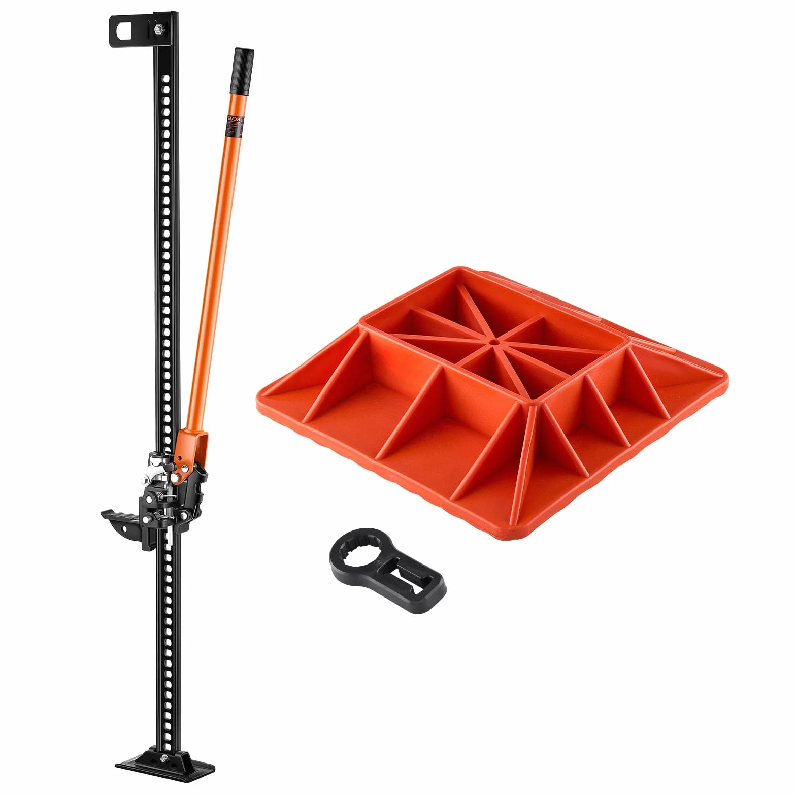 VEVOR Gato Agrícola con Base 153 cm con Elevación Alta y Trinquete Carga Máxima de 3,18 T para Uso Todoterreno de Alta Resistencia con Rango de Elevación de 130,1-1380 mm para Tractor, Camión, SUV