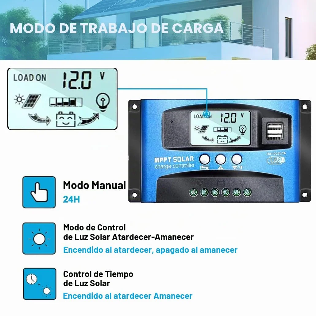 Y&H 100A MPPT Solar Charge Controller 12V 24V LCD Dual USB Regulador Inteligente