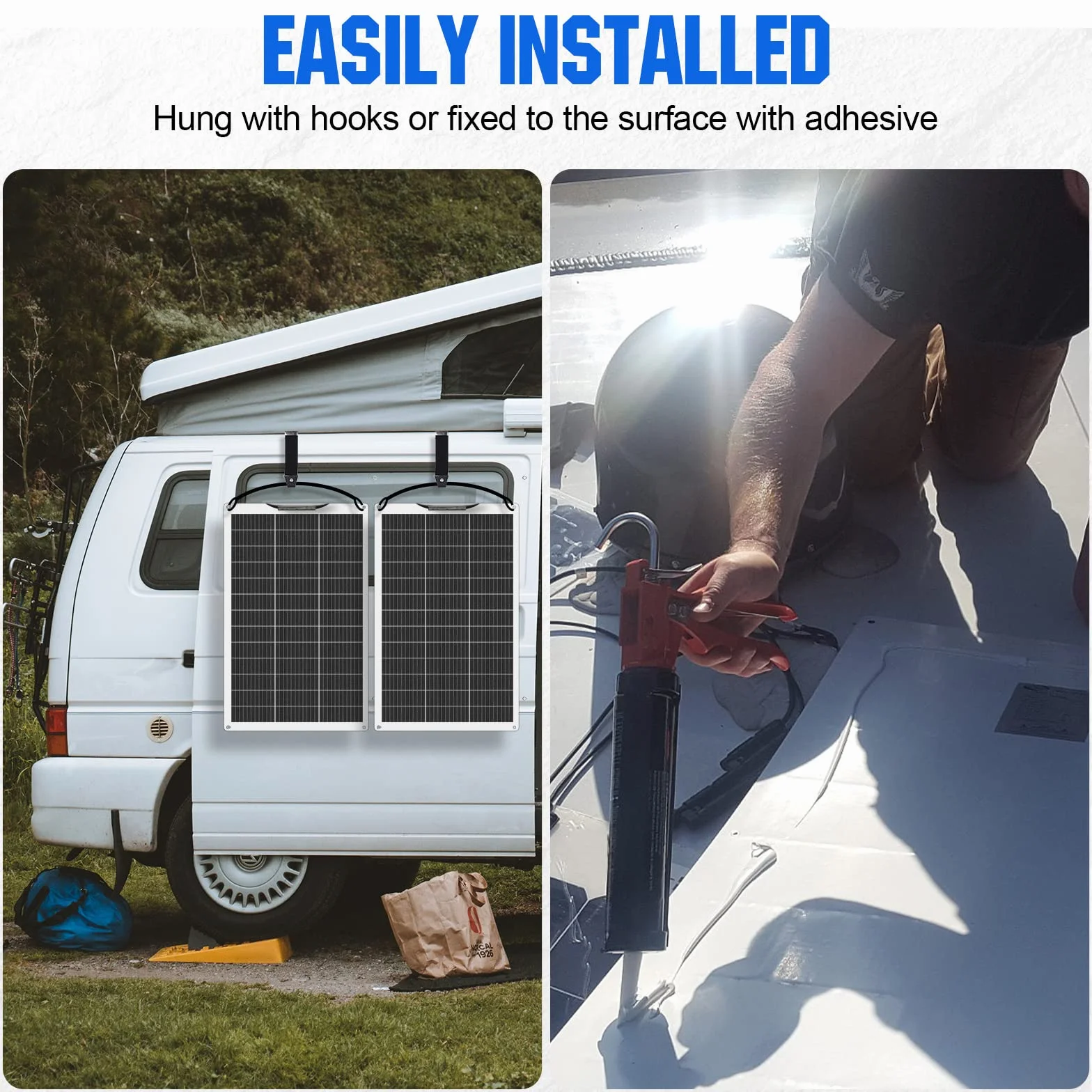 ECO-WORTHY Kit de panel solar flexible de 130 W12 V, independiente de la red: panel solar de 130 W + pantalla LCD de 30 A, regulador de carga PWM + cable solar de 5 m para caravanas, autocaravanas,