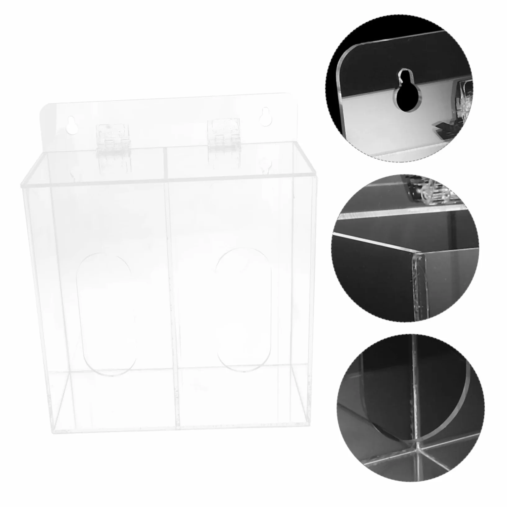 Dispensador de guantes acrílico, montaje en pared, caja de almacenamiento multifuncional para máscaras y guantes desechables con compartimentos, ahorra espacio para laboratorio
