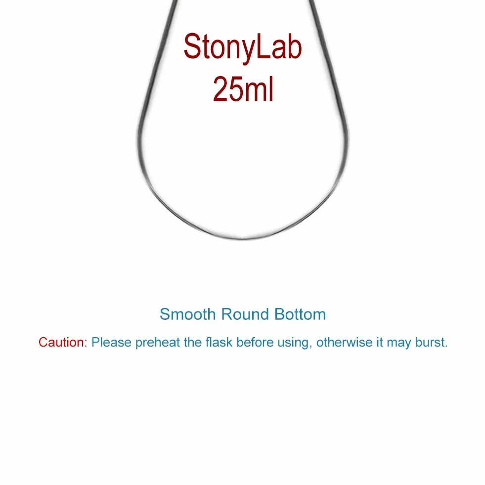 StonyLab Borosilicato Frasco de evaporador rotatorio de vidrio de pared pesada 25 ml, junta exterior 24/40