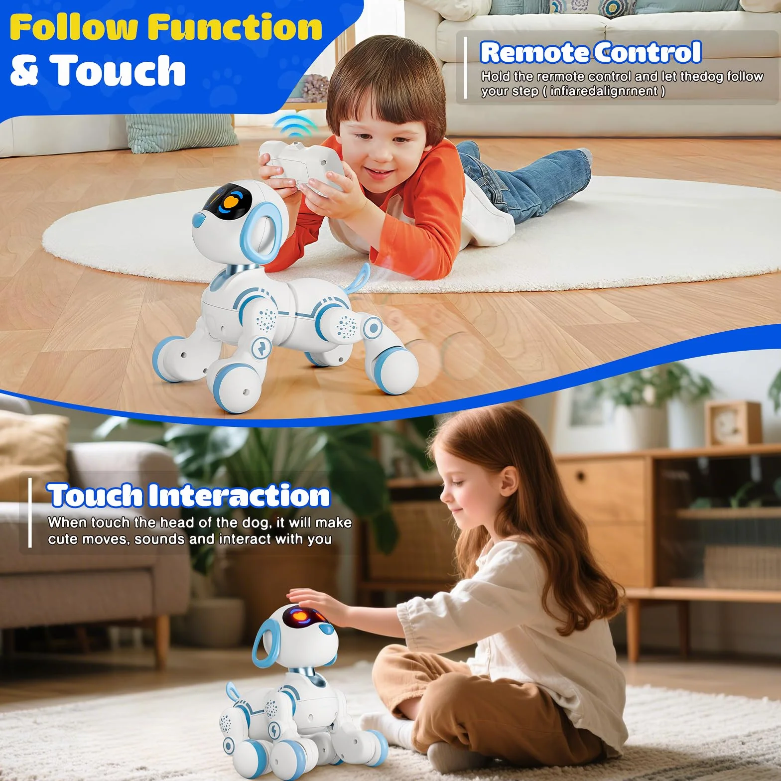 Intelligenter Roboterhund RC Hundespielzeug mit Touch und Follow-Funktionen