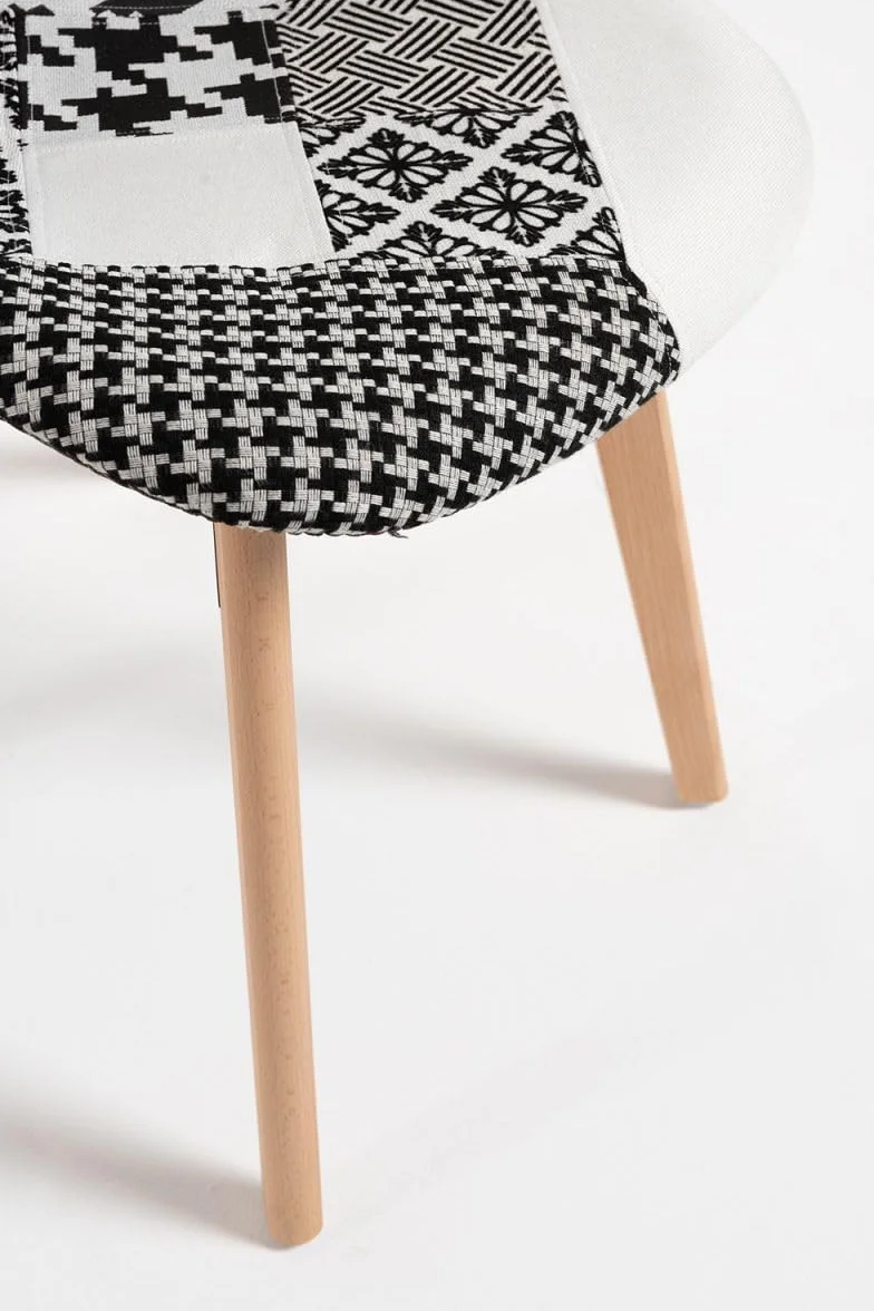 Regalos Miguel - Packs Sillas Comedor - Pack 2 Sillas Synk Patchwork - Patchwork Blanco y Negro