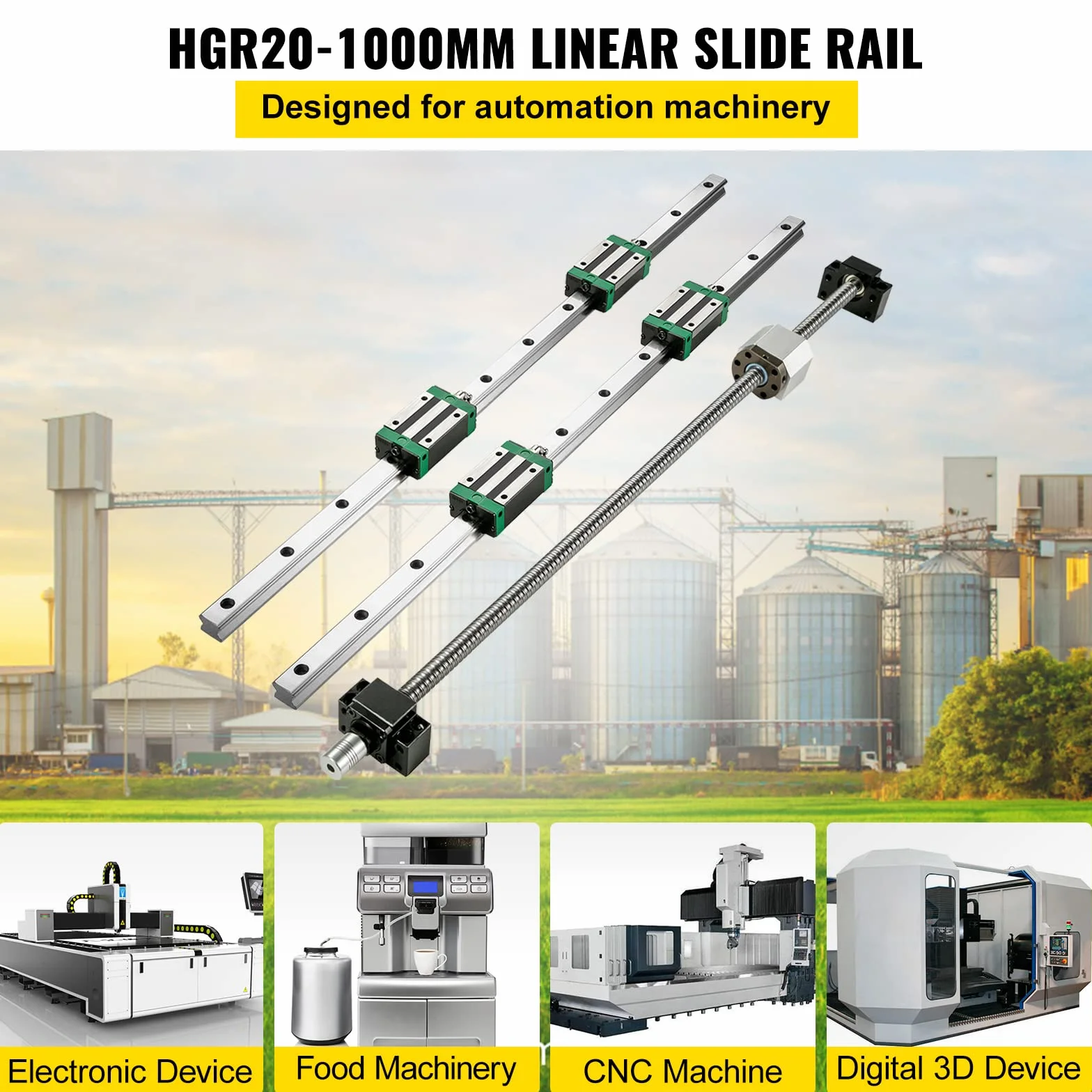 VEVOR Carril Guía Lineal HGR20-1000mm para CNC