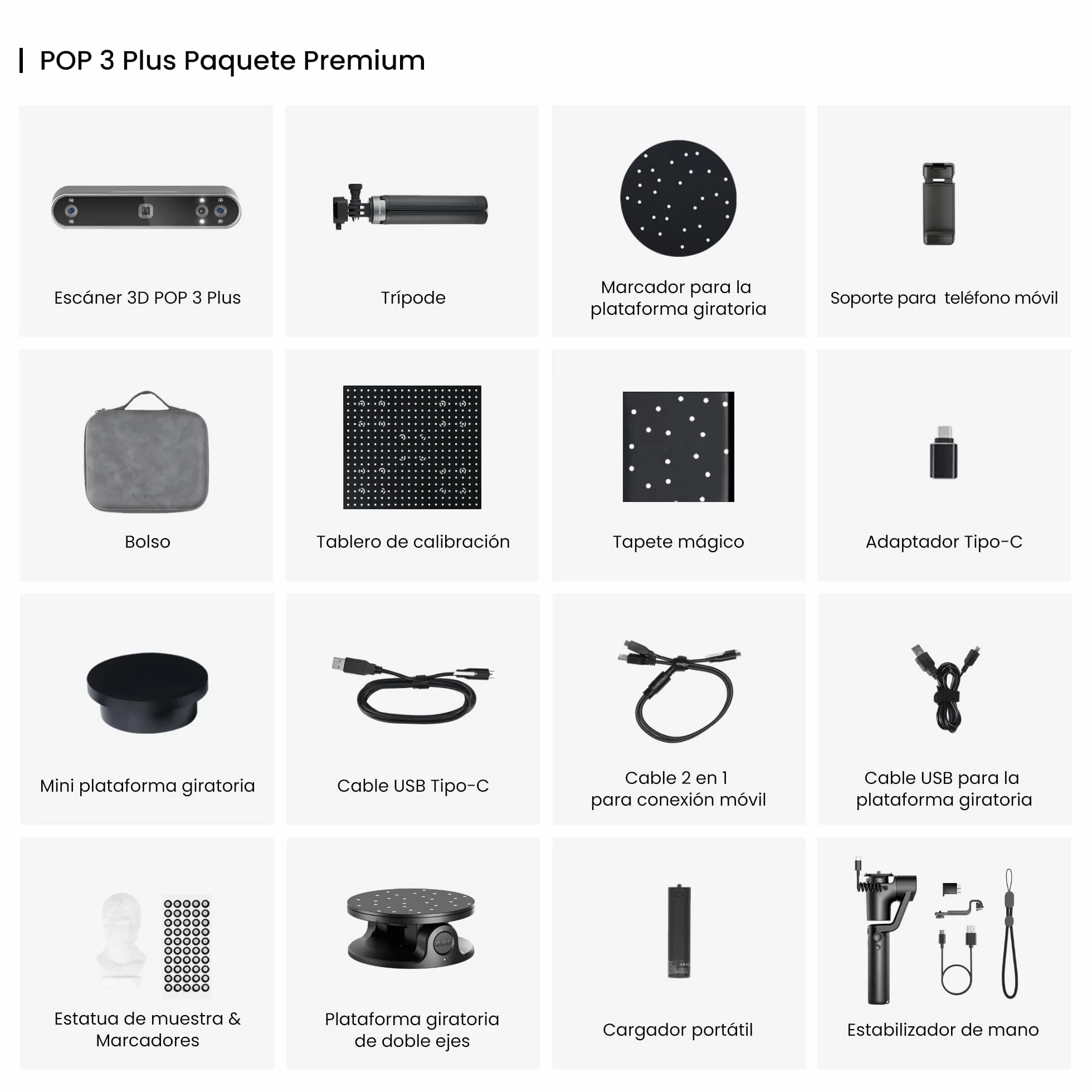 Revopoint POP3 Plus Escáner 3D para Impresión 3D, Precisión de 0,04 mm, Escaneo en Color para Objetos Medianos, Compatible con Android/iOS/Win/macOS,Prueba gratuita de 30 días de QuickSurface, Premium