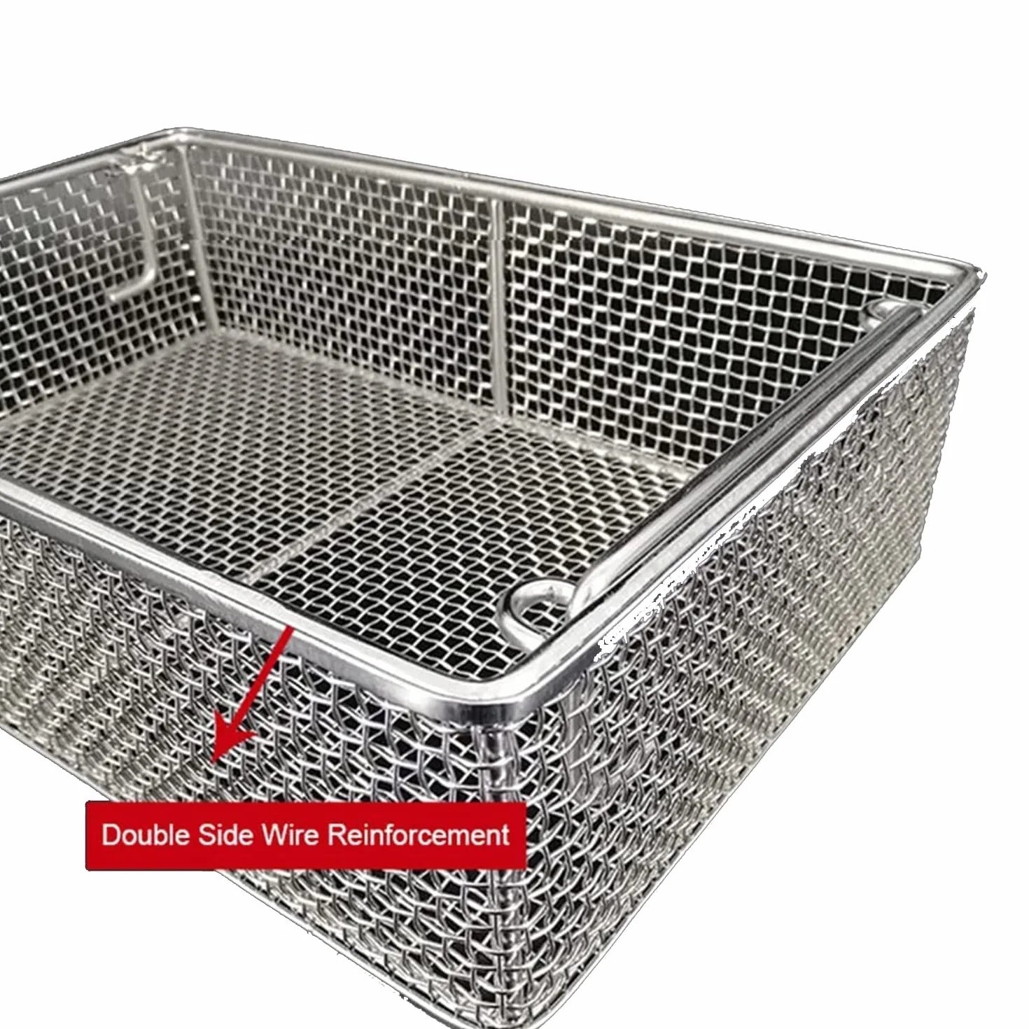 Cesta de desinfección de Equipos médicos de Acero Inoxidable 304, Bandeja de esterilización de Acero Inoxidable para Hospital con Mango retráctil,30 * 20 * 10cm