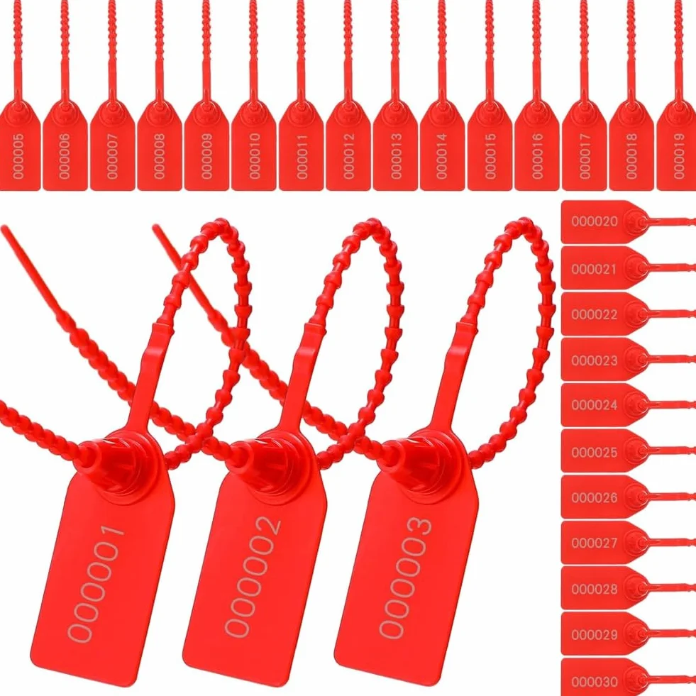 Sellos de Seguridad Desechables con Autobloqueo, Bridas Numeradas, 300 Piezas, 250 mm