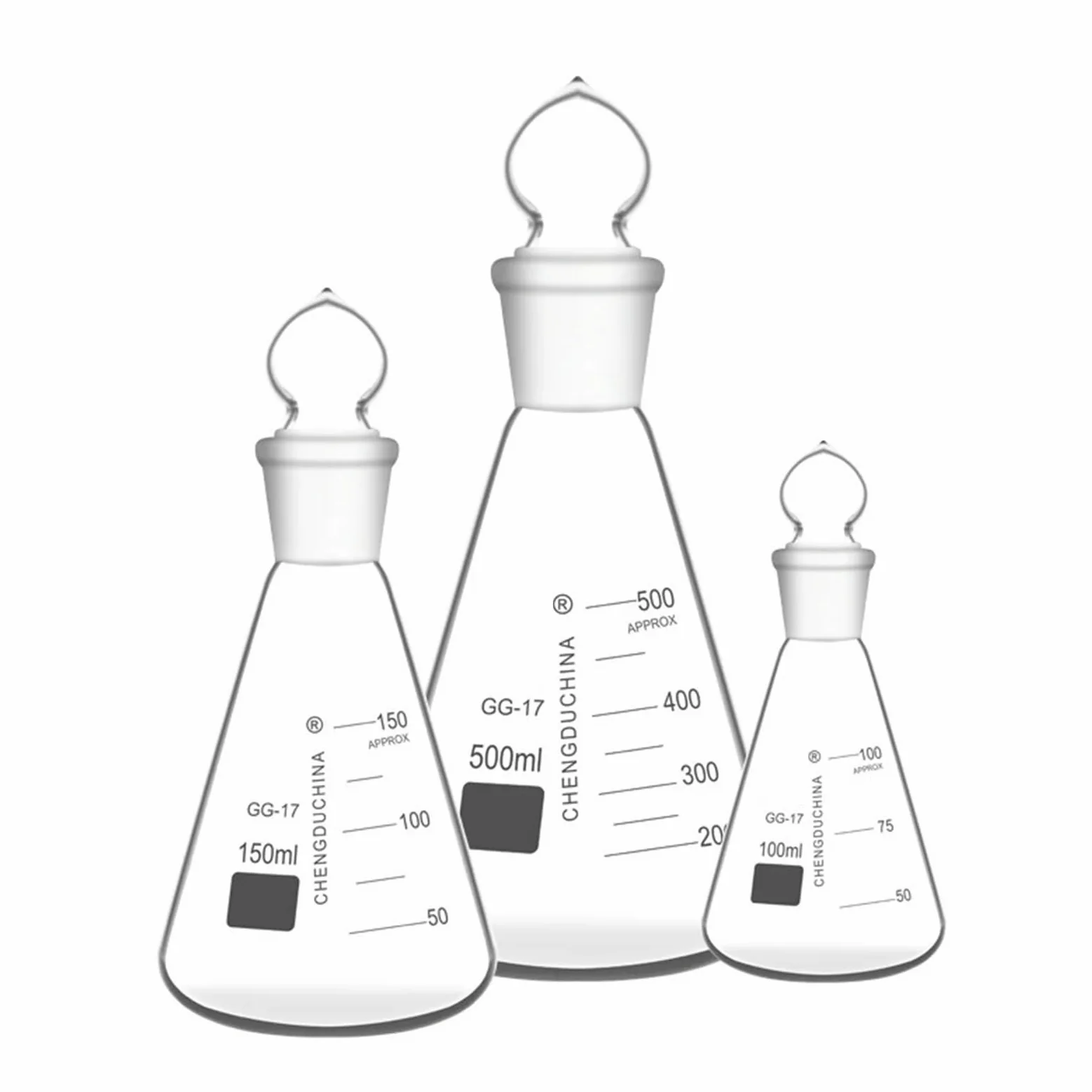 Matraz Erlenmeyer de Vidrio con Tapón Matraz Erlenmeyer con Tapón de Vidrio Matraz Erlenmeyer de Vidrio Borosilicato 50-1000ml(1000ml)