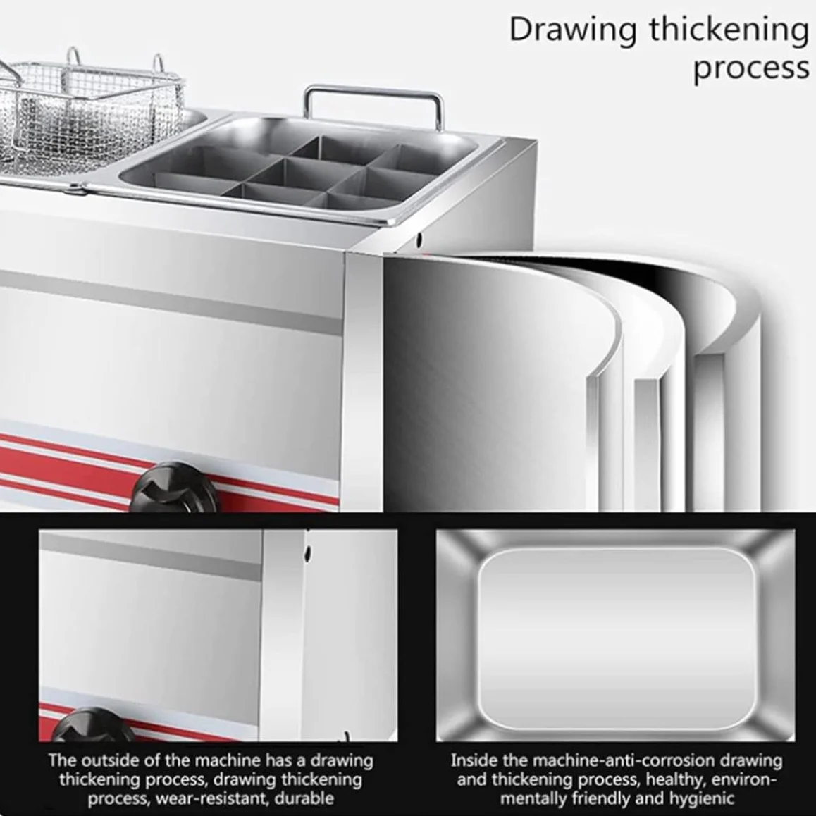 Freidora de Gas GLP Profesional, freidora Comercial de Acero Inoxidable con cestas y Tapas para freír, para cocinas comerciales, restaurantes y hogares, Triple Cilindro, 10 l + 10