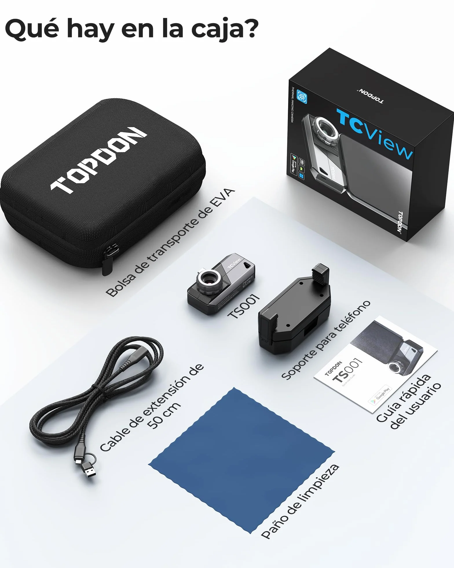 TOPDON TS001 Cámara Térmica Profesional para Android, 9mm Objetivo Ajustable,Rango de Visión de 0,1-500m, 512x384 Resolución TISR, 25Hz, -20°C-550°C, Cámara Termográfica Infrarroja con Enfoque Manual