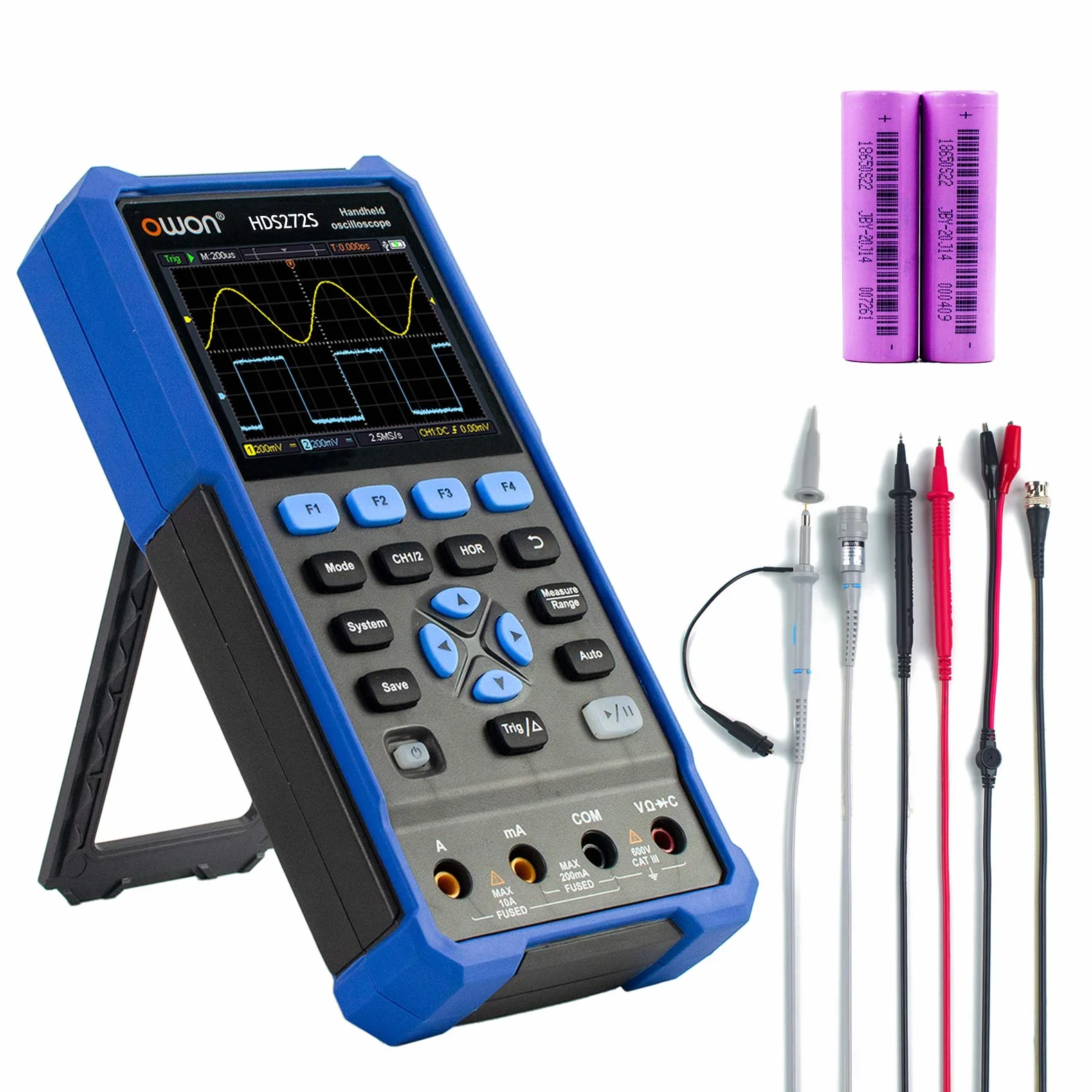 OWON HDS272S Osciloscopio de Mano, Multímetro Digital de 20000 Cuentas, Comprobador Digital 3 en 1 Universal, Generador USB de 70 MHz de Ancho de Banda con Pantalla LCD en Color de 3,5 Pulgadas