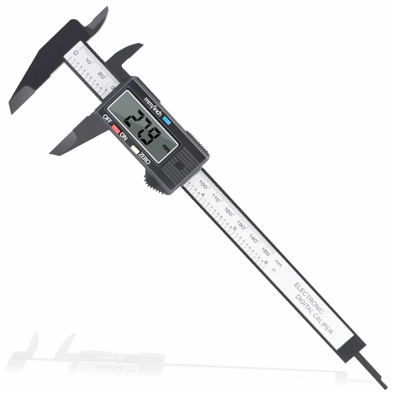 Calibre digital 150mm fibra de carbono LCD retroiluminación medir longitud distancia altura grosor
