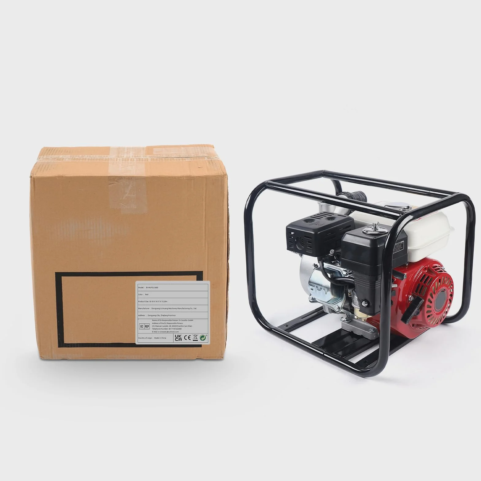 Bomba de agua de gasolina de 6,5 CV, motor de 2 pulgadas de 4 tiempos, bomba de jardín, bomba de agua sucia, bomba de jardín, bomba para estanque, jardín o casa (4,8 kw, máx. 36 M³/H, máx. 28 m de