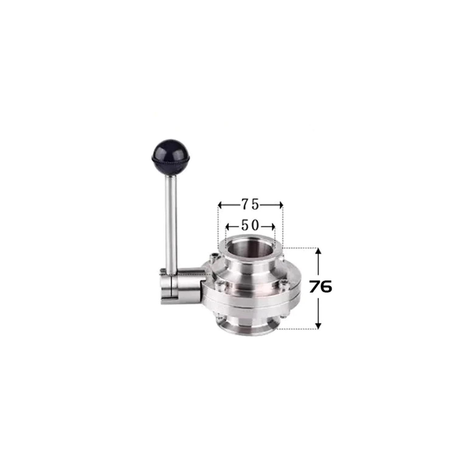 Válvula de Mariposa de vacío de Acero Inoxidable SS304 KF25 KF40 KF50 con Sellado Manual de Silicona(KF40)