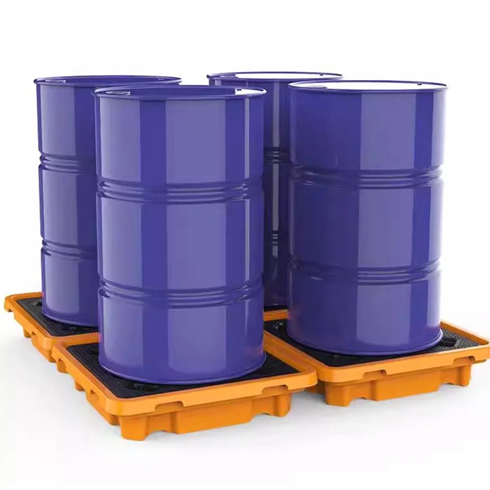Bandeja para derrames de Tanque de petróleo, Plataforma de contención de derrames, contenedor de paletas de plástico con Rejillas Superiores, Paleta Modular para derrames en Parque
