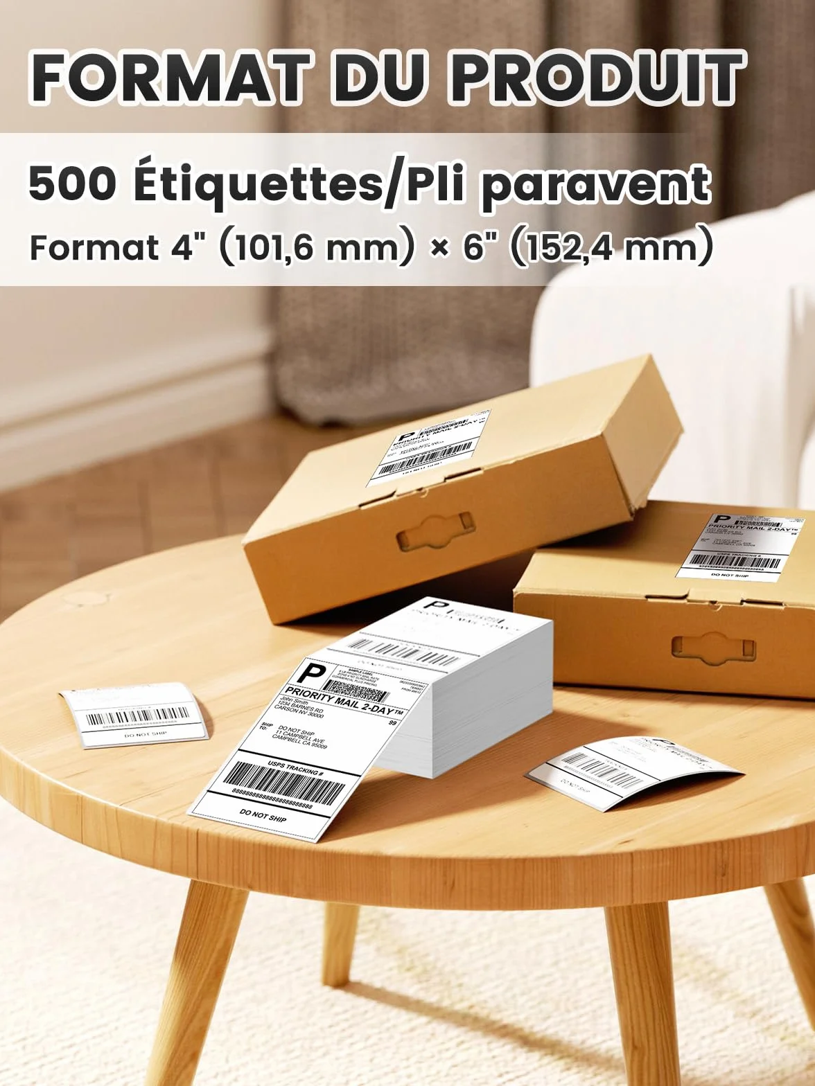 Phomemo Etiquetas de envío 4 × 6 papel térmico impermeables 100 unidades