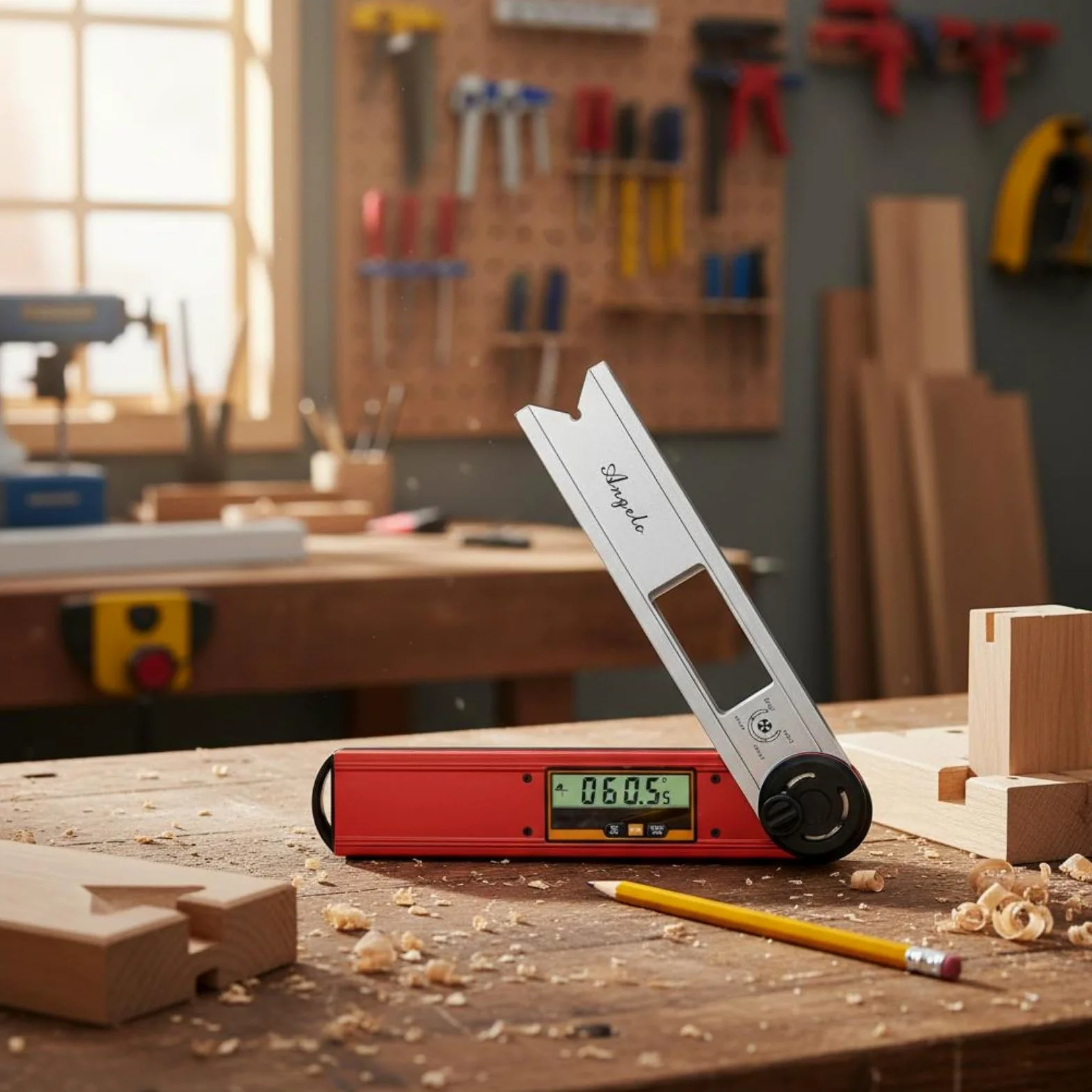 F Fityle Medidor de Ángulo Digital Inclinómetro Goniómetro Regla con Función 360 Grados Niveles de Burbuja y Pantalla Estable Cuerpo de Aluminio Brazo de Acero , Rojo , Ace-360h