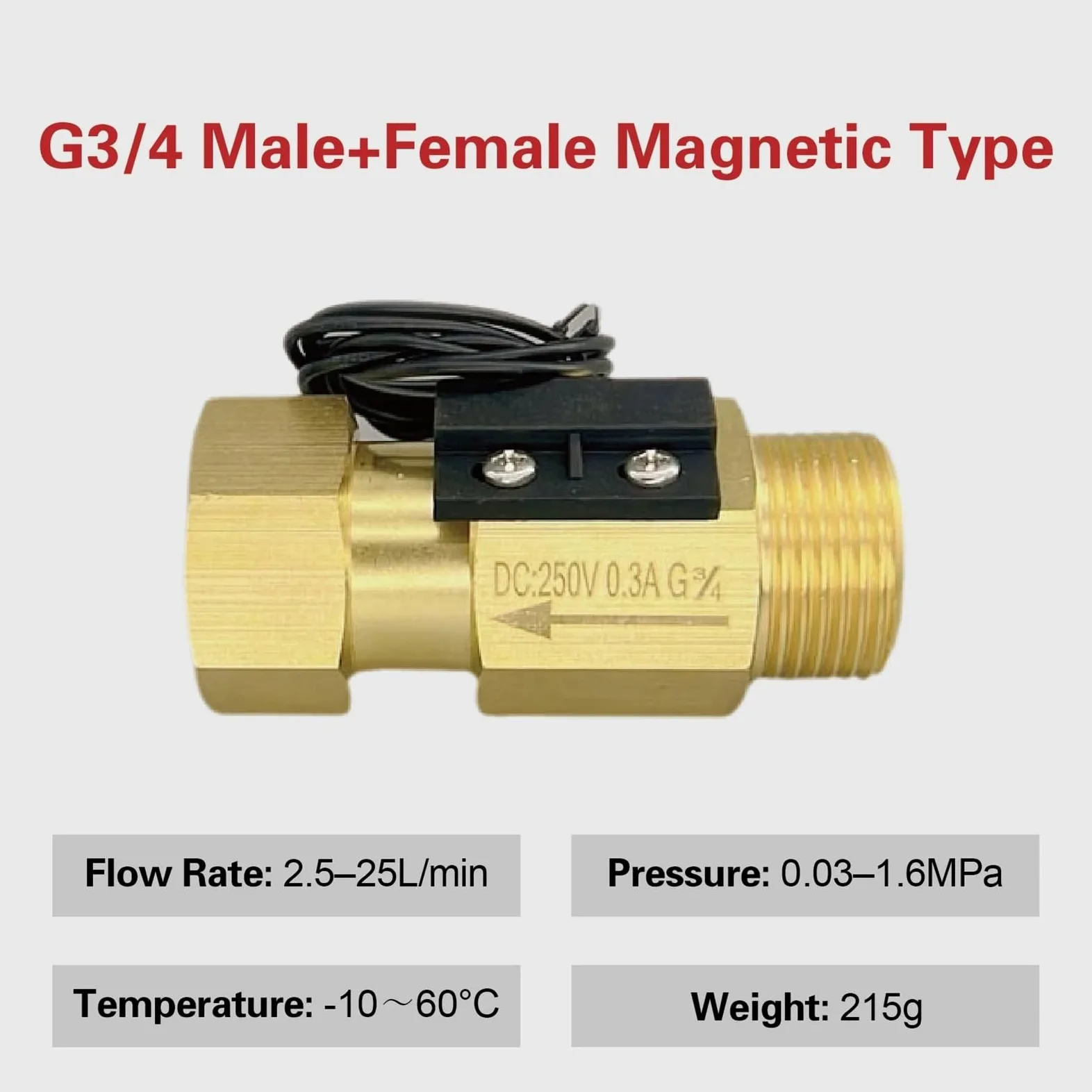 1 Uds interruptor de flujo de agua de latón G1/4 G3/8 G1/2 G3/4 salida de señal de Sensor de flujo bajo normalmente abierto(SK-6061-CL-G3-4)