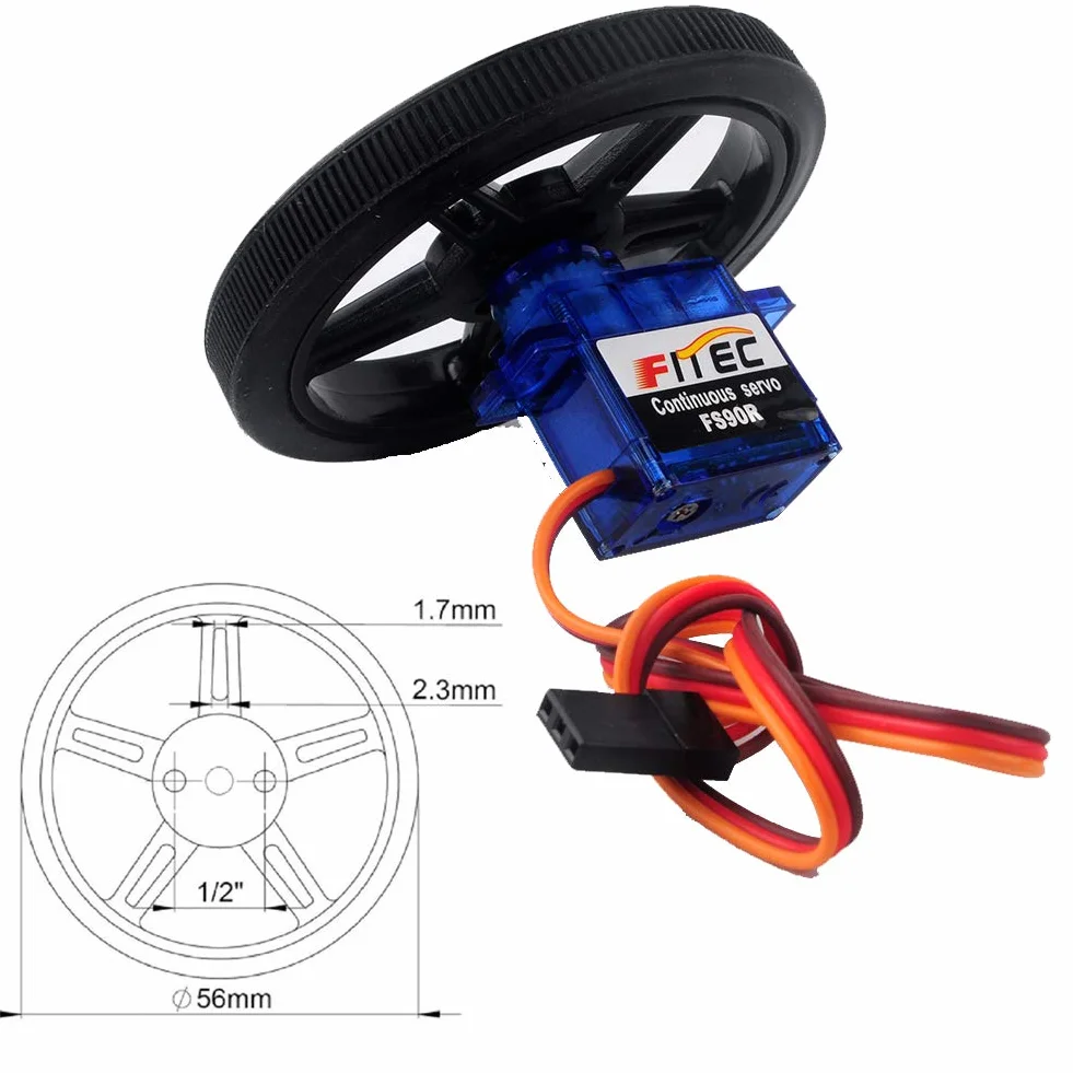 Feetech FS90R Servo analógico rotación micro continua 360° rueda neumático RC robot Arduino Microbit paquete 2