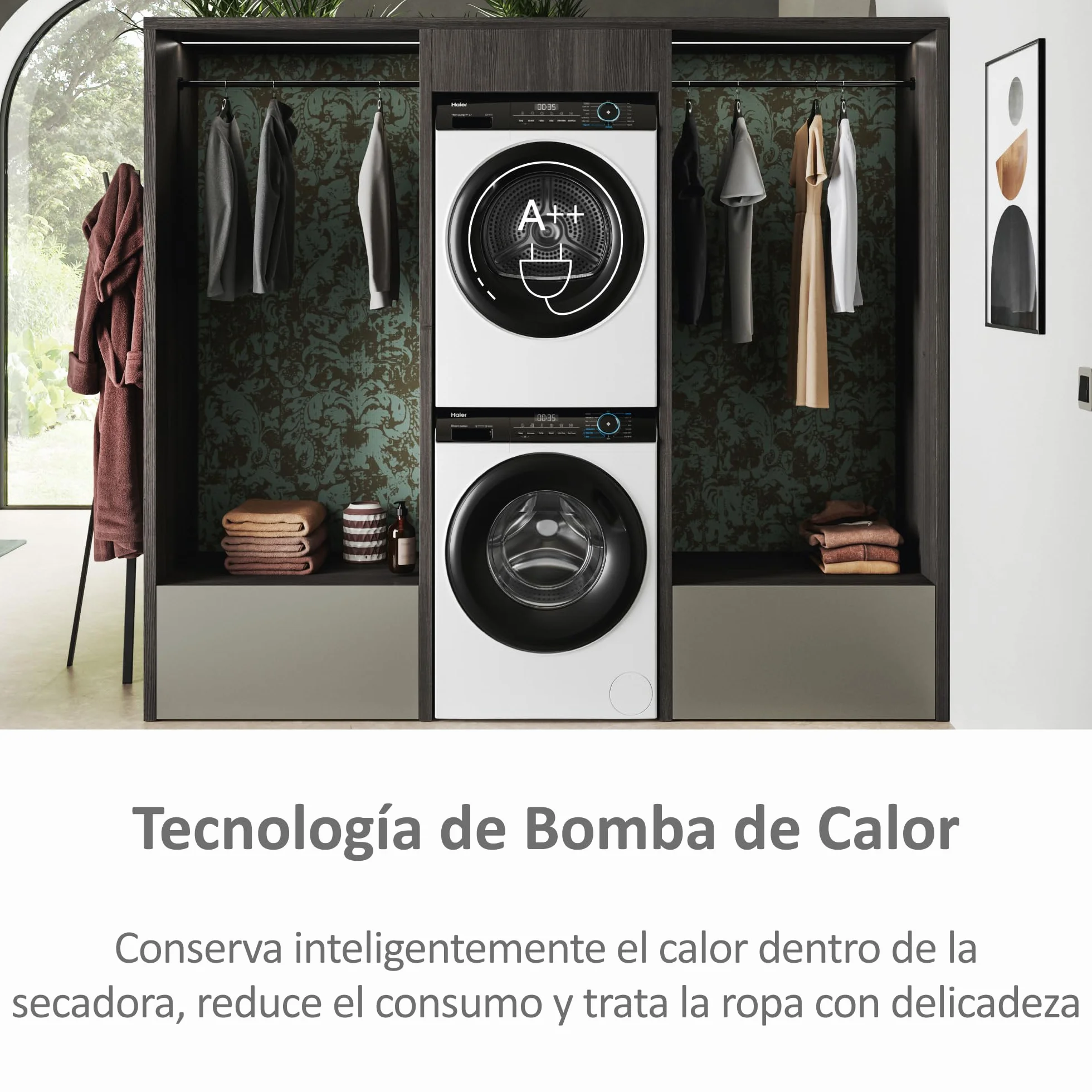 Haier I-Pro Series 3 Secadora con Bomba de Calor 9KG Función Vapor I-Refresh Motor Inverter
