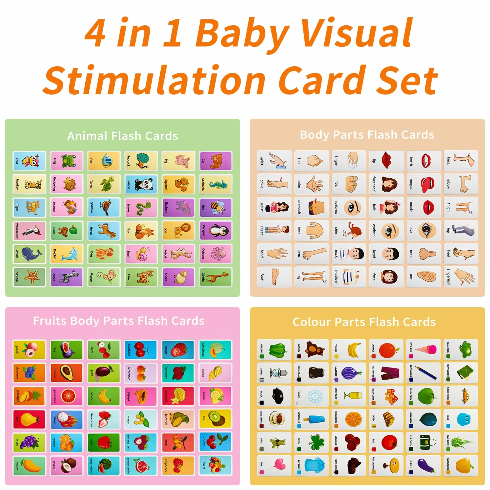 144 Tarjetas Flash Ingles Mis Primeras Palabras Juguetes Didácticos Estimulación Temprana Lenguaje Bebés Niños 2-5 Años