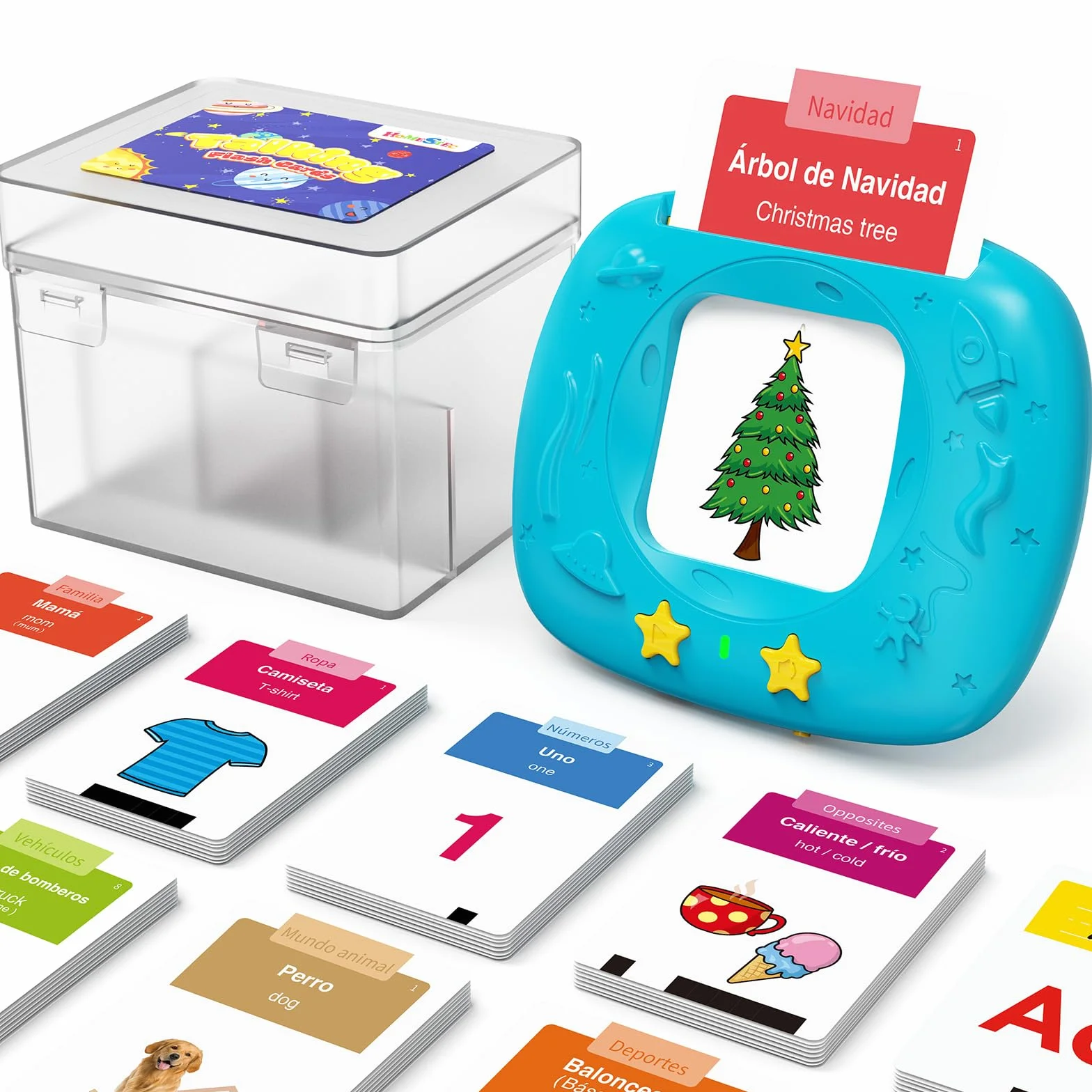 HOMESTEC Tarjetas Flash Parlantes, Juego Educativo Audibles 432 Palabras Español, Juguete Montessori Azul 2-6 Años